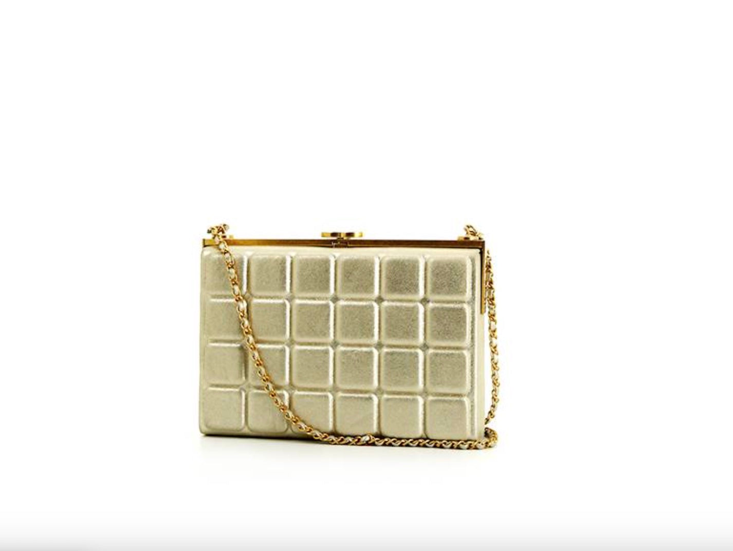 Chanel CHOCO BAR Gold Leather Shoulder Bag