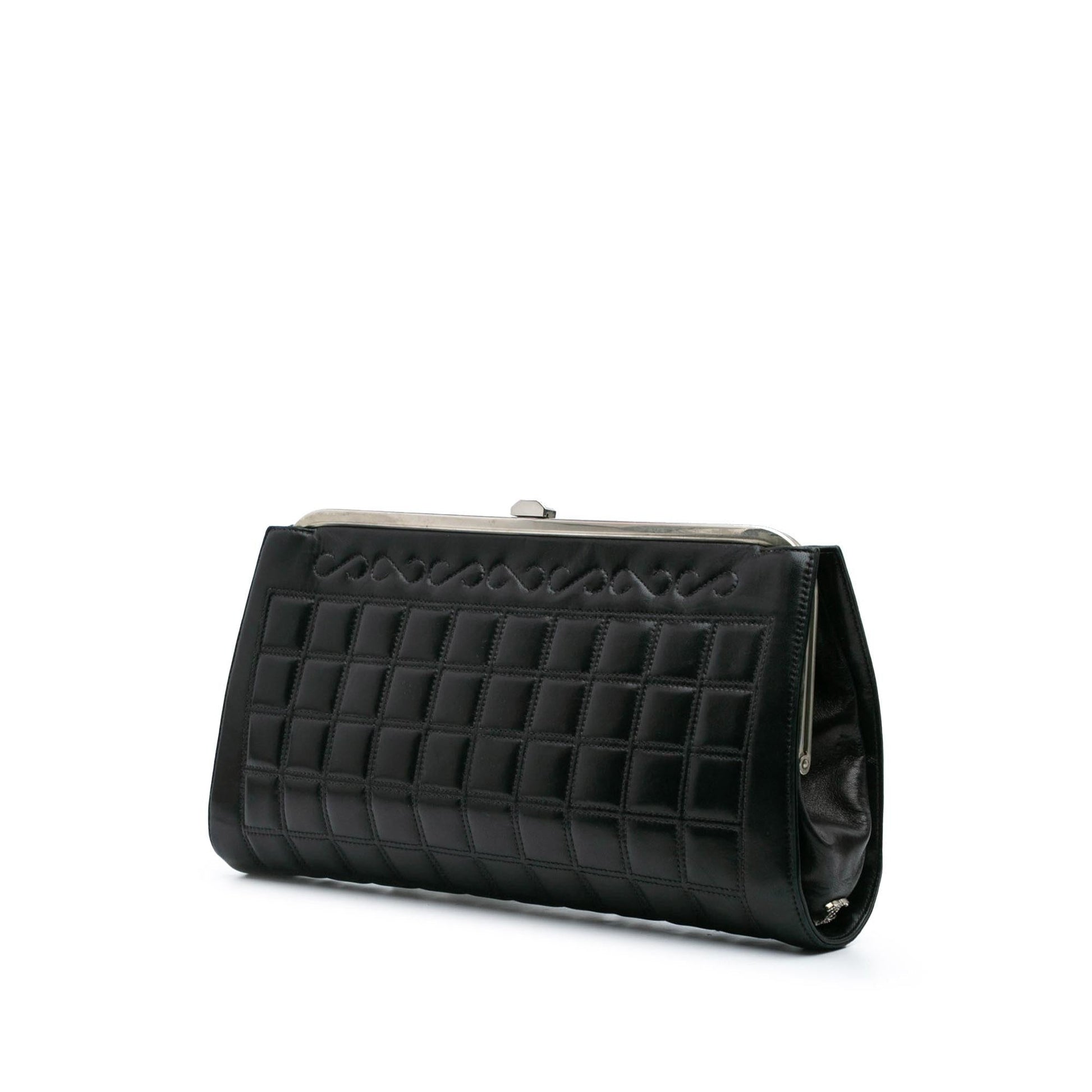 Chanel Chocolate Bar Lambskin Frame Clutch Bag