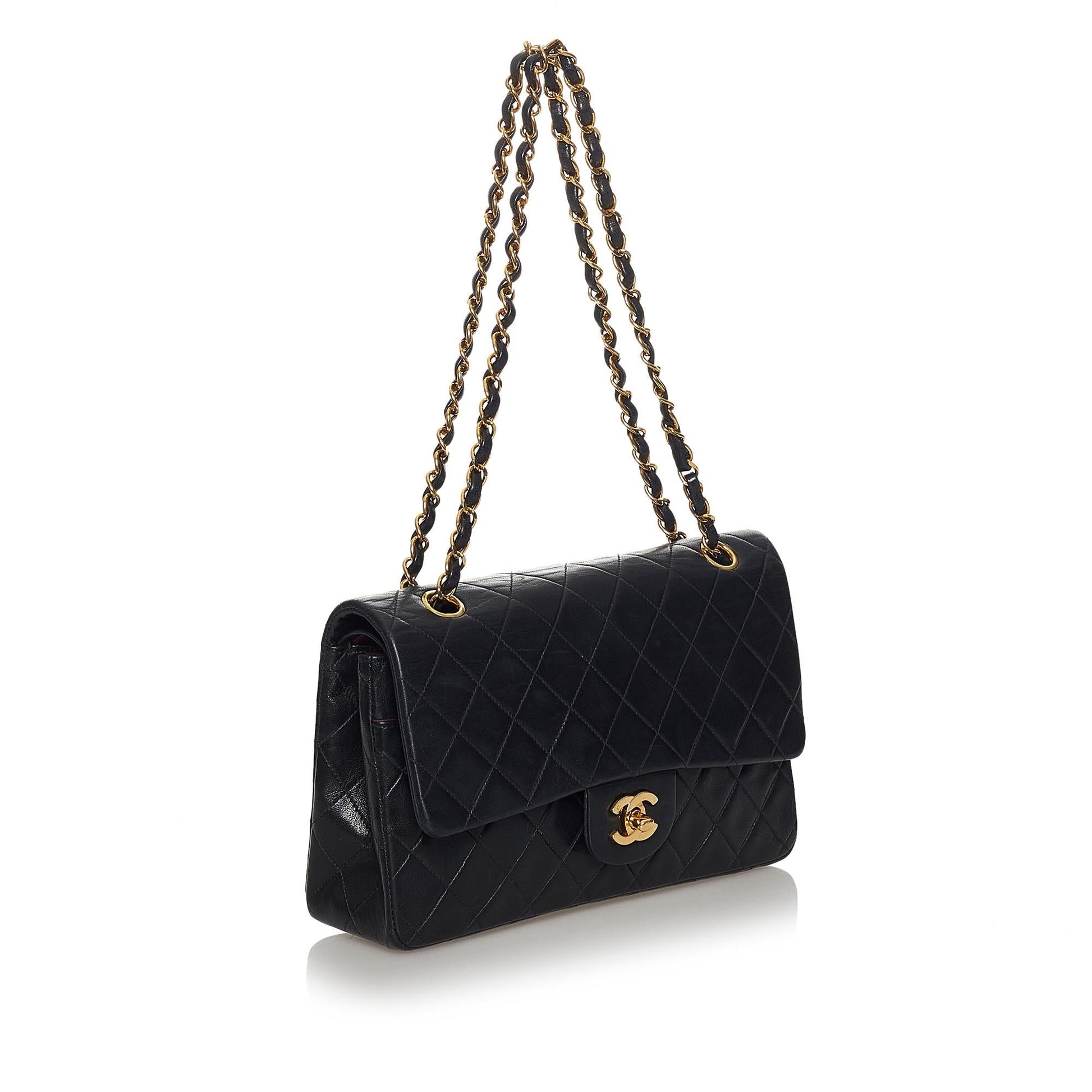 Chanel Classic Lambskin Double Flap SHG Leather Shoulder Bag 10