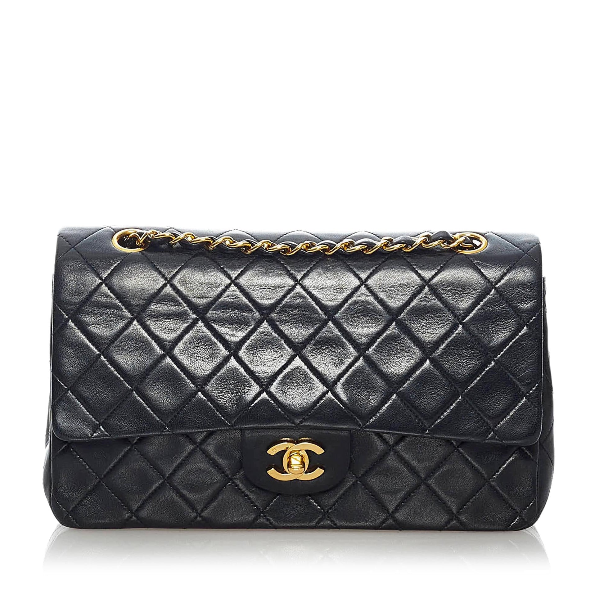 Chanel Classic Lambskin Double Flap SHG Leather Shoulder Bag 15