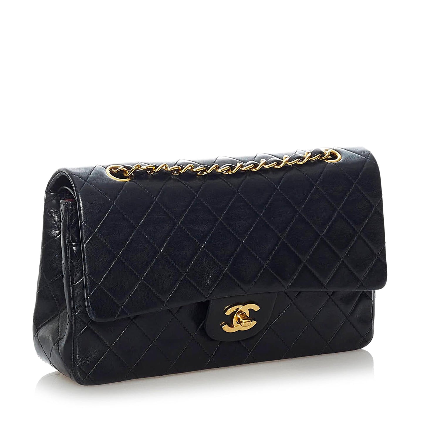 Chanel Classic Lambskin Double Flap SHG Leather Shoulder Bag 15