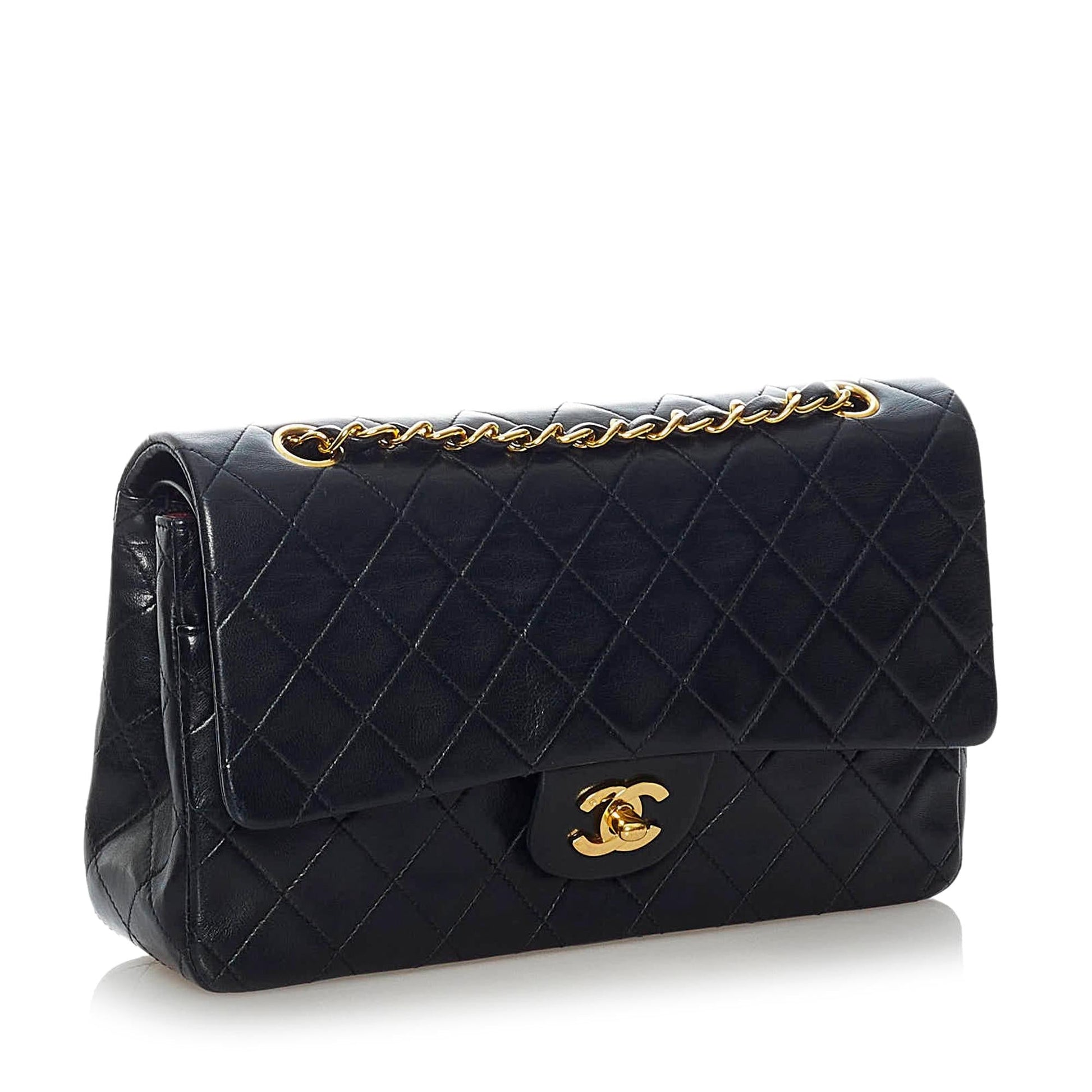 Chanel Classic Lambskin Double Flap SHG Leather Shoulder Bag 15
