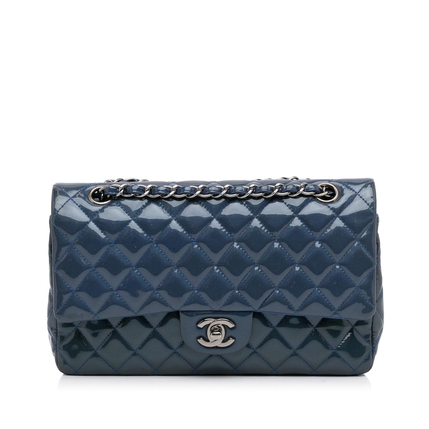Chanel Classic Patent Double Flap SHG-h5NmoX Leather Shoulder Bag