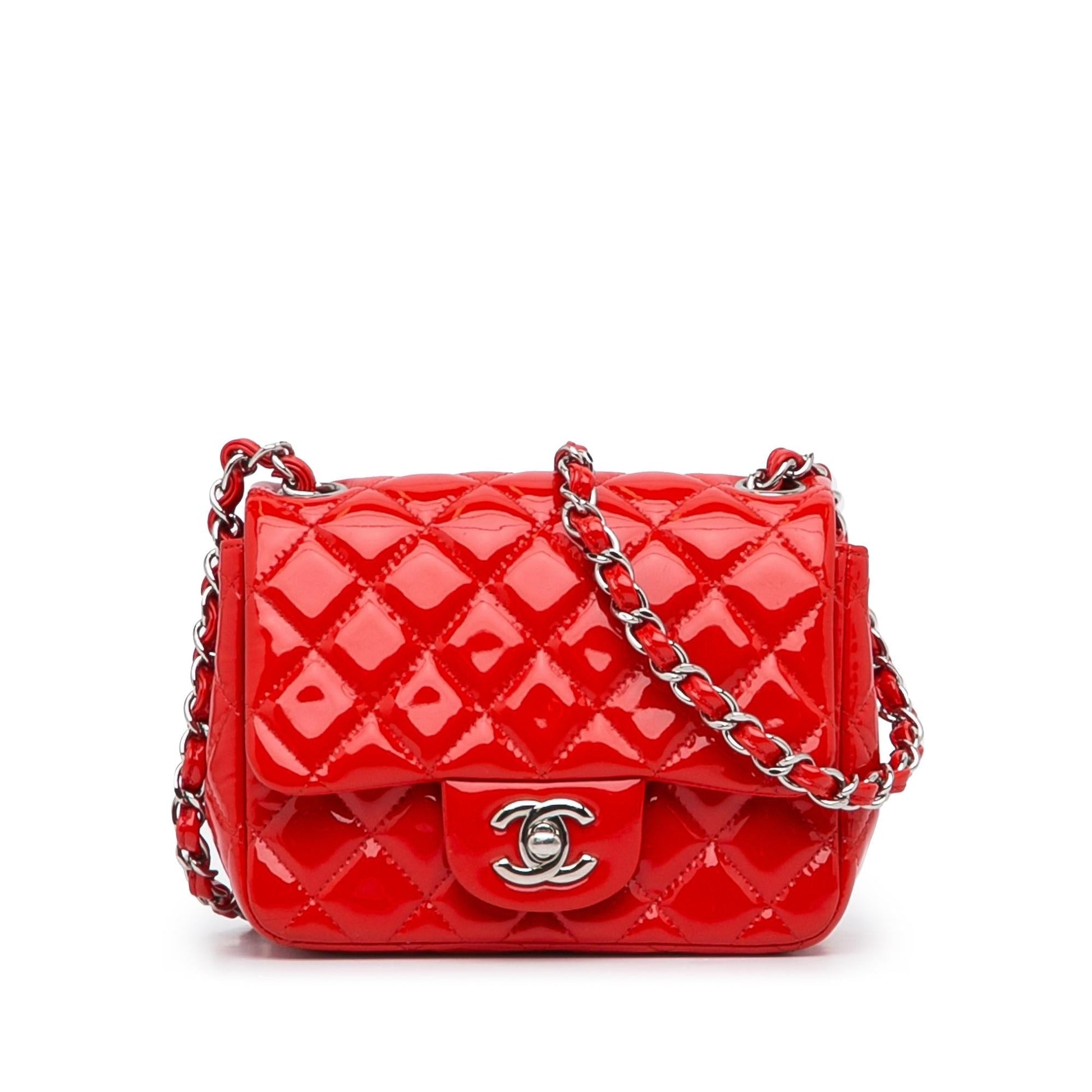 Chanel Classic Square Patent Single Flap SHG-tPyR6G Leather Mini Bag
