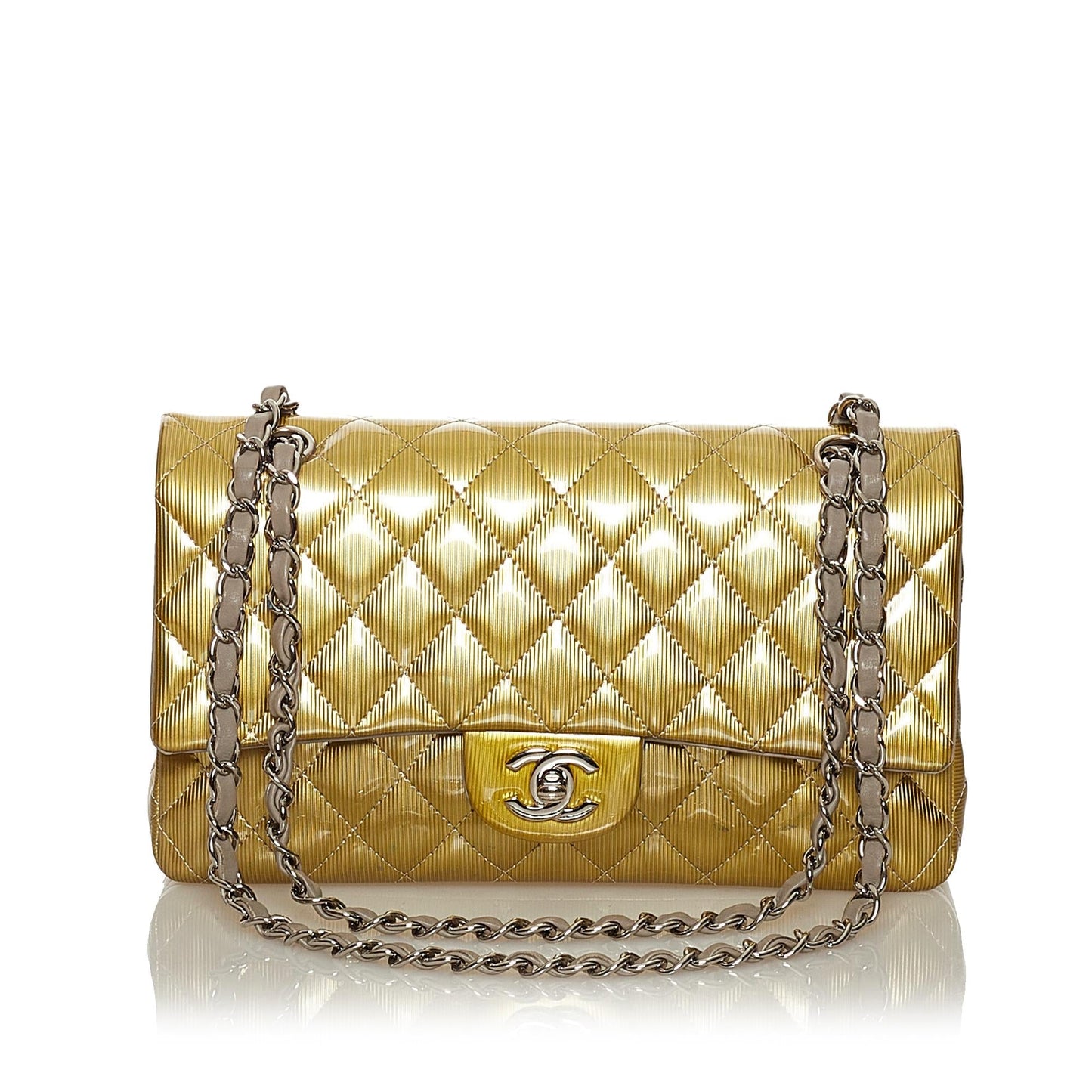 Chanel Classic Patent Double Flap SHG Leather Shoulder Bag