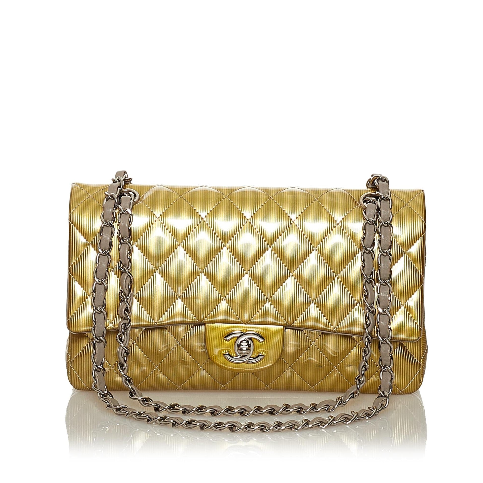 Chanel Classic Patent Double Flap SHG Leather Shoulder Bag
