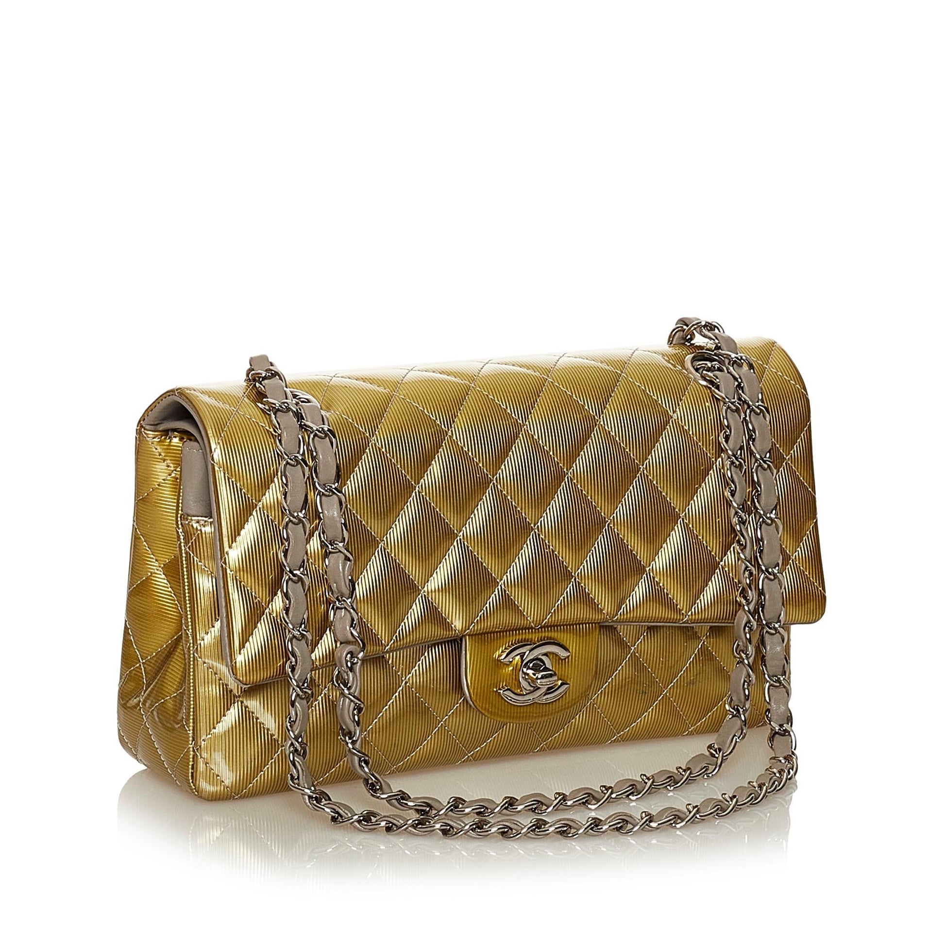 Chanel Classic Patent Double Flap SHG Leather Shoulder Bag