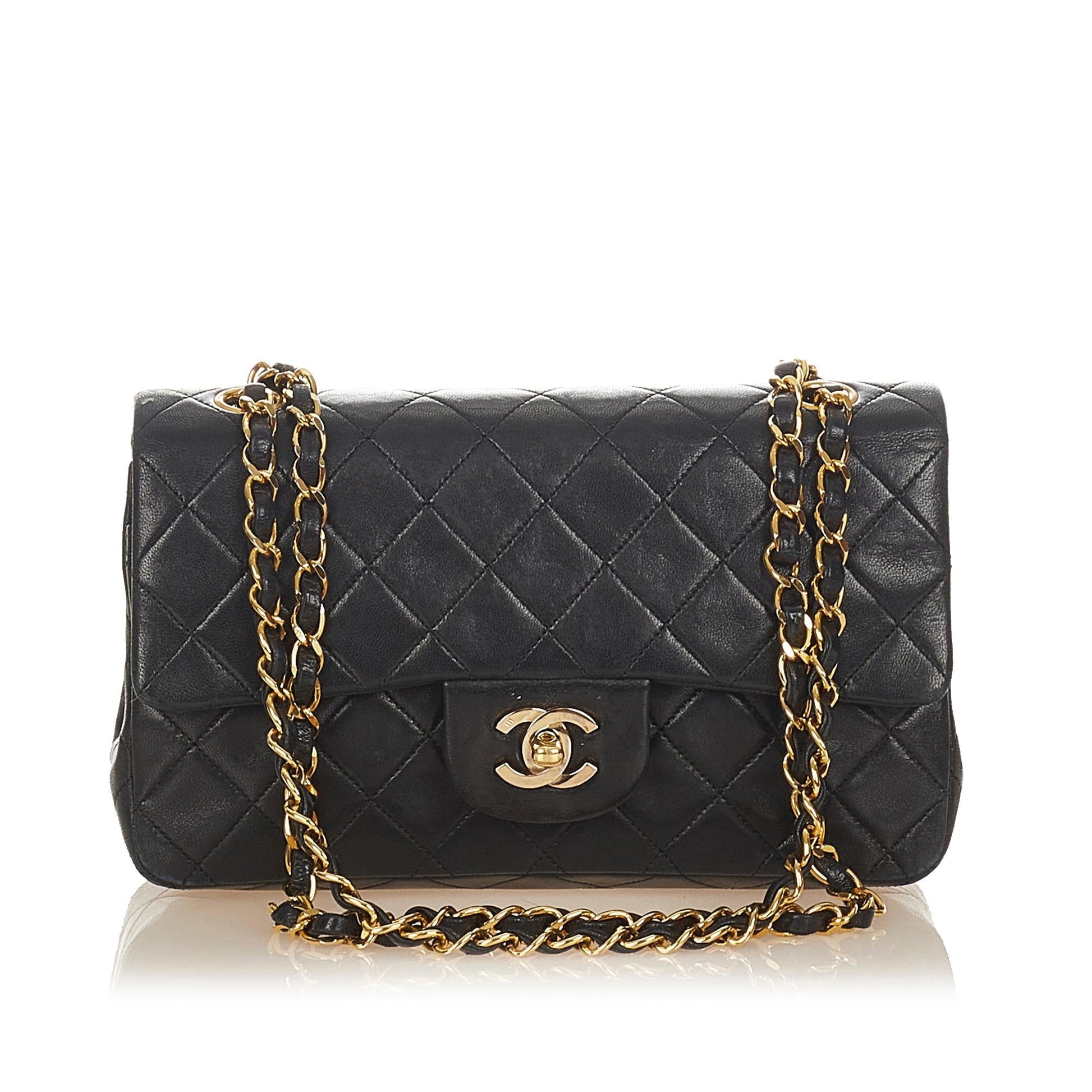 Chanel Classic Lambskin Double Flap SHG Small Leather Shoulder Bag