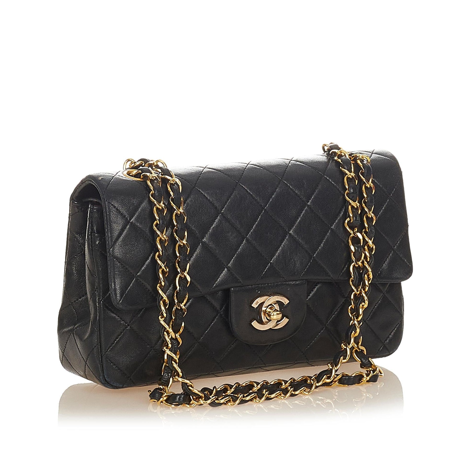 Chanel Classic Lambskin Double Flap SHG Small Leather Shoulder Bag