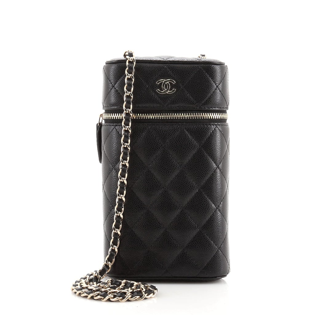 Chanel Classic Vanity Phone Holder Quilted Caviar Handbag