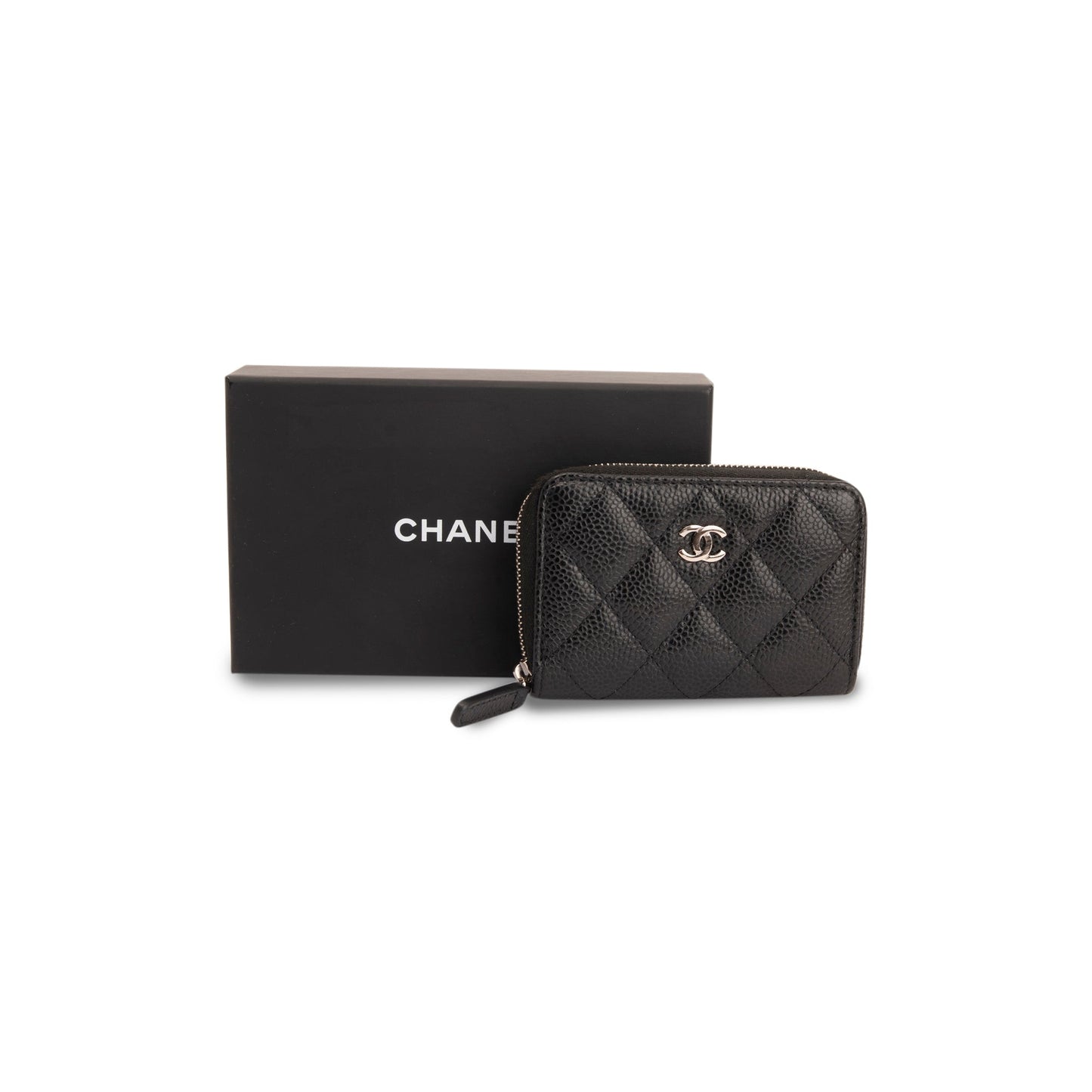 Chanel Classic Zipped Coin Purse Wallet Case Box Receipt