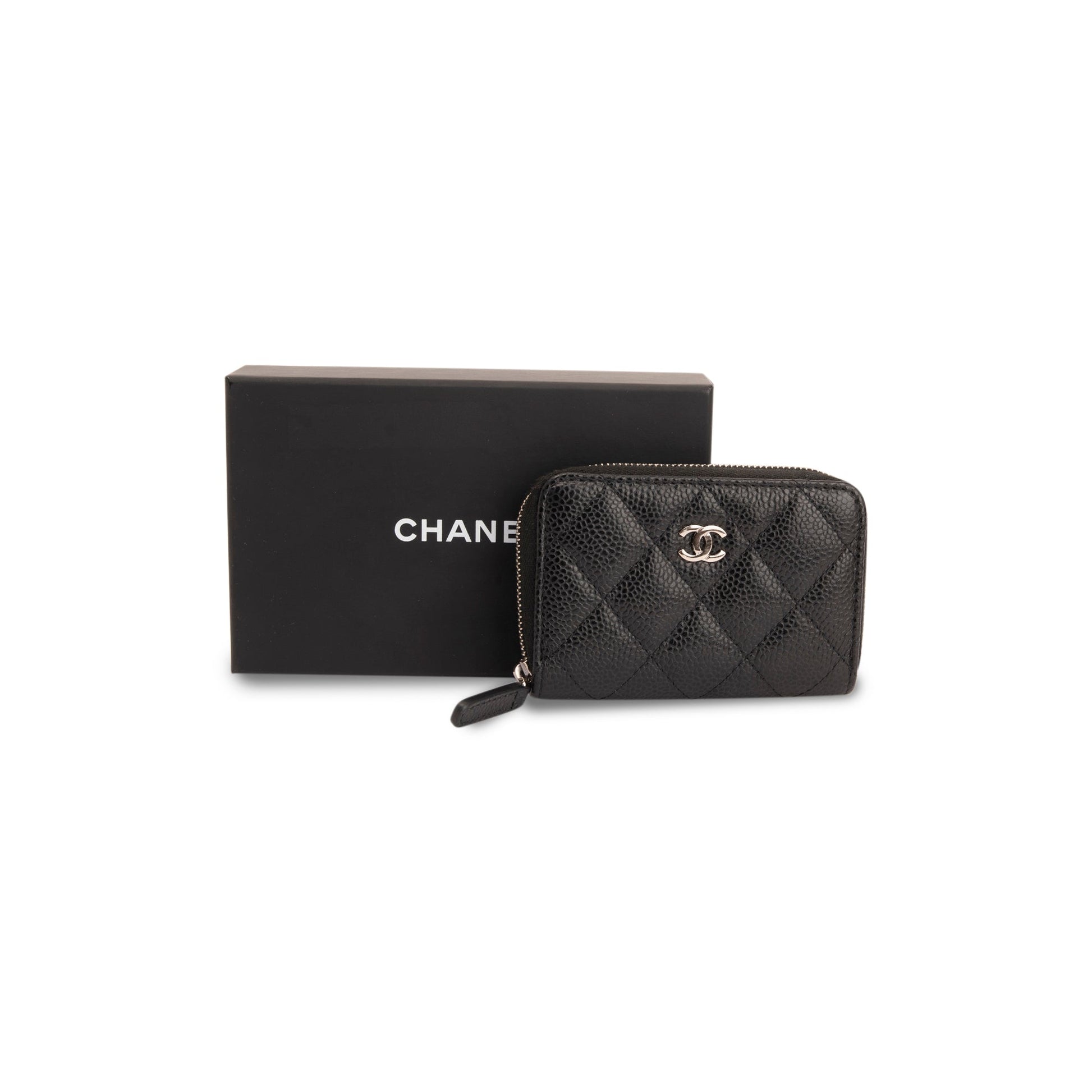 Chanel Classic Zipped Coin Purse Wallet Case Box Receipt