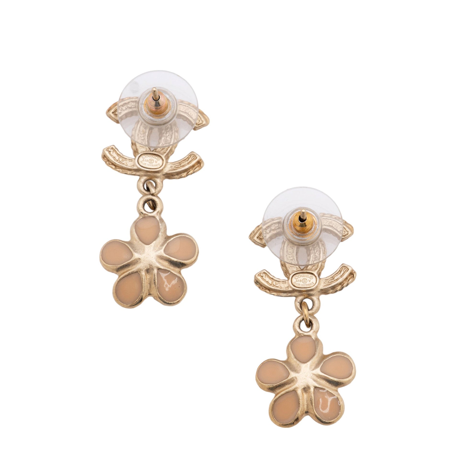 Chanel Coco Flower Cc Drop Earrings (Shf-Mhuman)