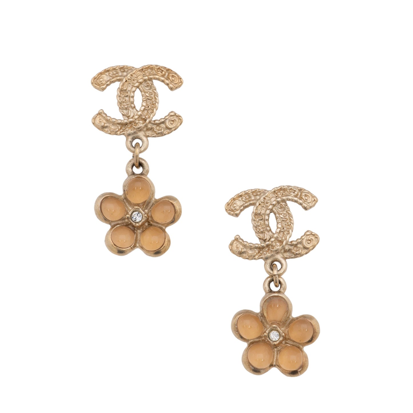 Chanel Coco Flower Cc Drop Earrings (Shf-Mhuman)