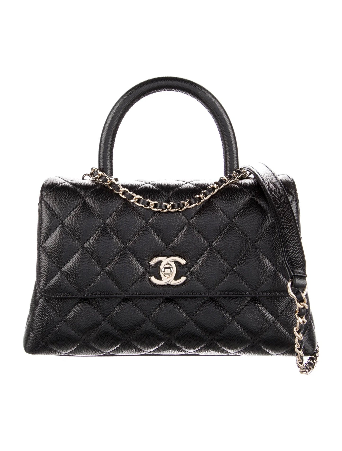 Chanel Caviar Quilted Coco Handle 21P Medium Women Bag