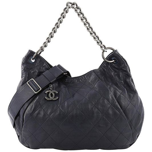 Chanel COCO PLEATS QUILTED CALFSKIN HOBO Shoulder Bag