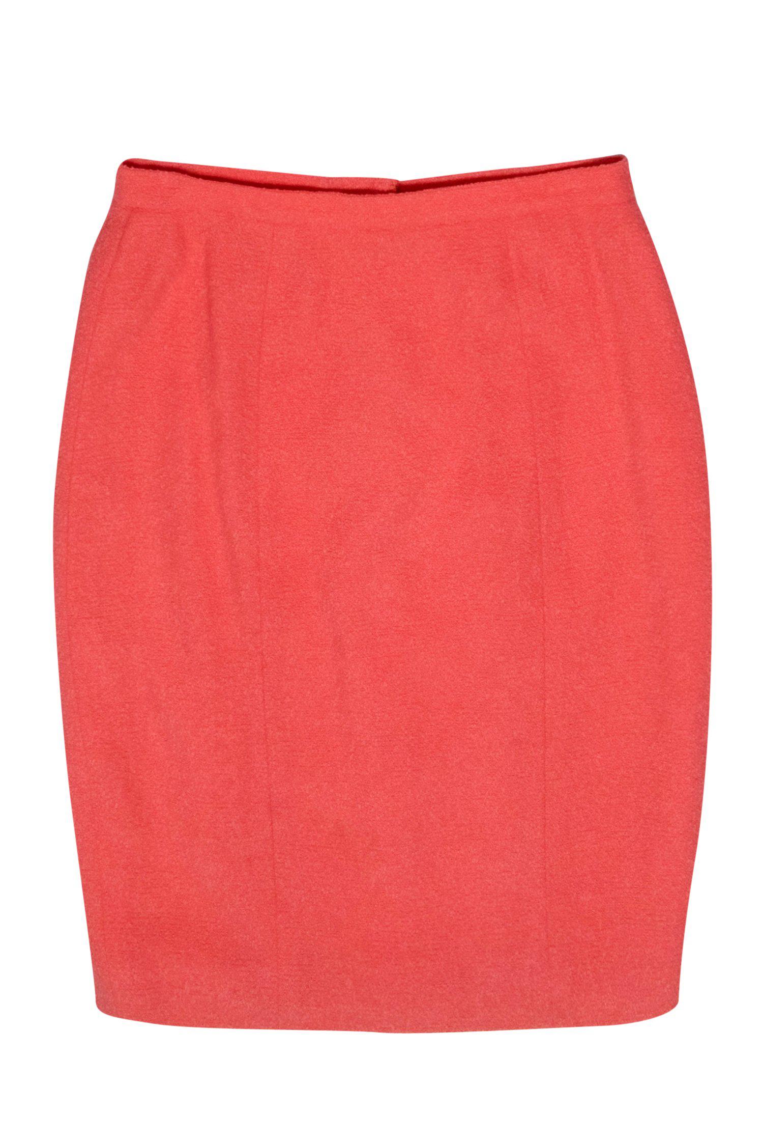 Chanel - Coral Tweed Pencil Skirt w/ Golden Button Accents Sz
