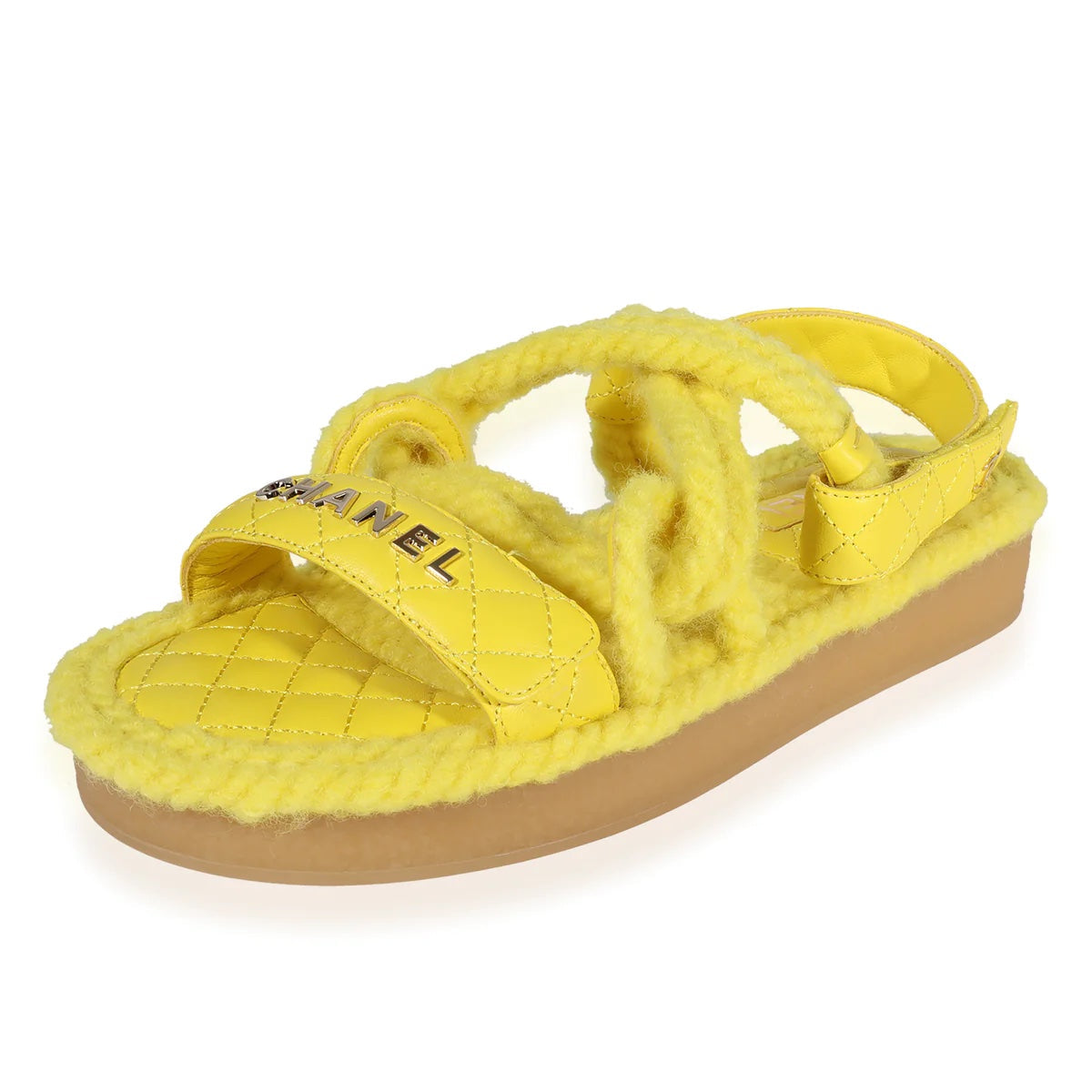 Chanel Quilted Logo Cord & Lambskin Sandals for Women