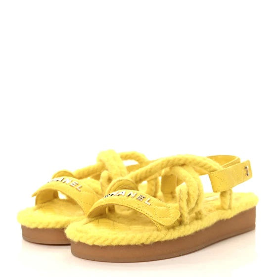 Chanel Quilted Logo Cord & Lambskin Sandals for Women