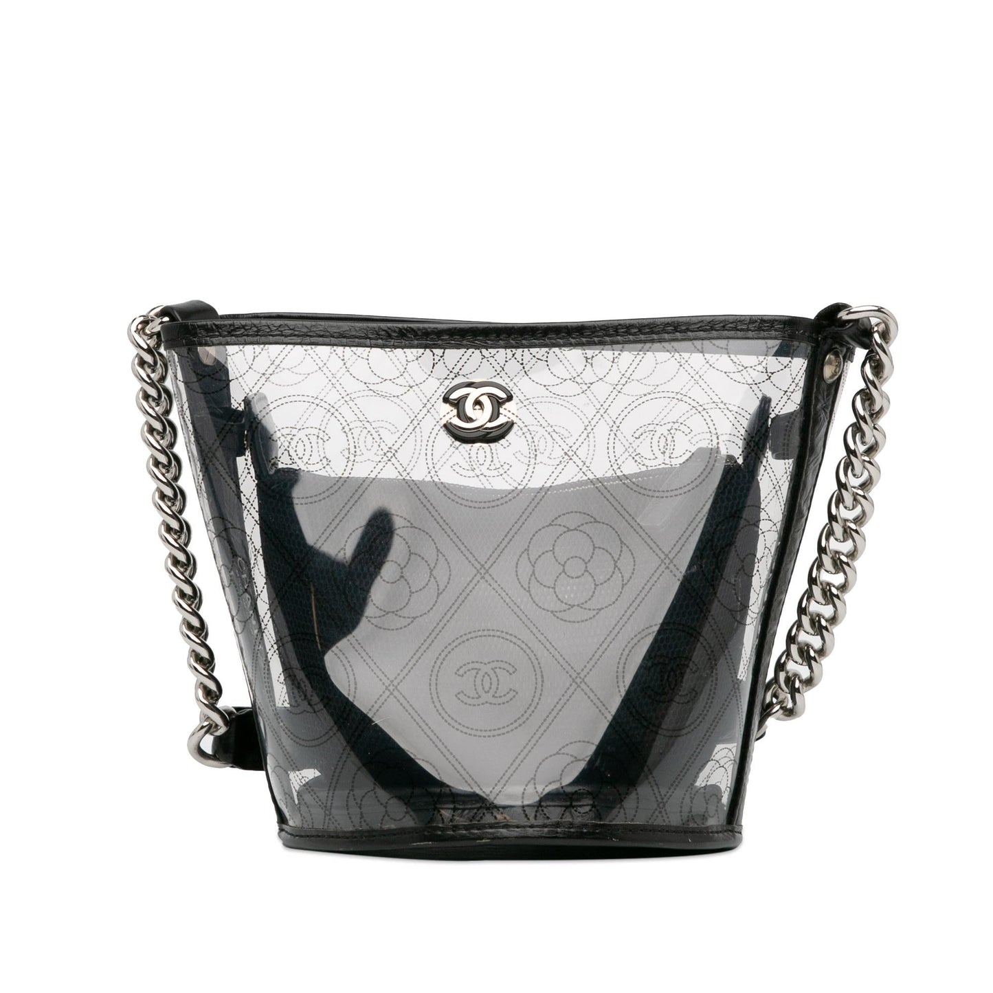 Chanel Crumpled Calfskin PVC Camellia Bucket SHG-ysYTn8 Bucket Bag