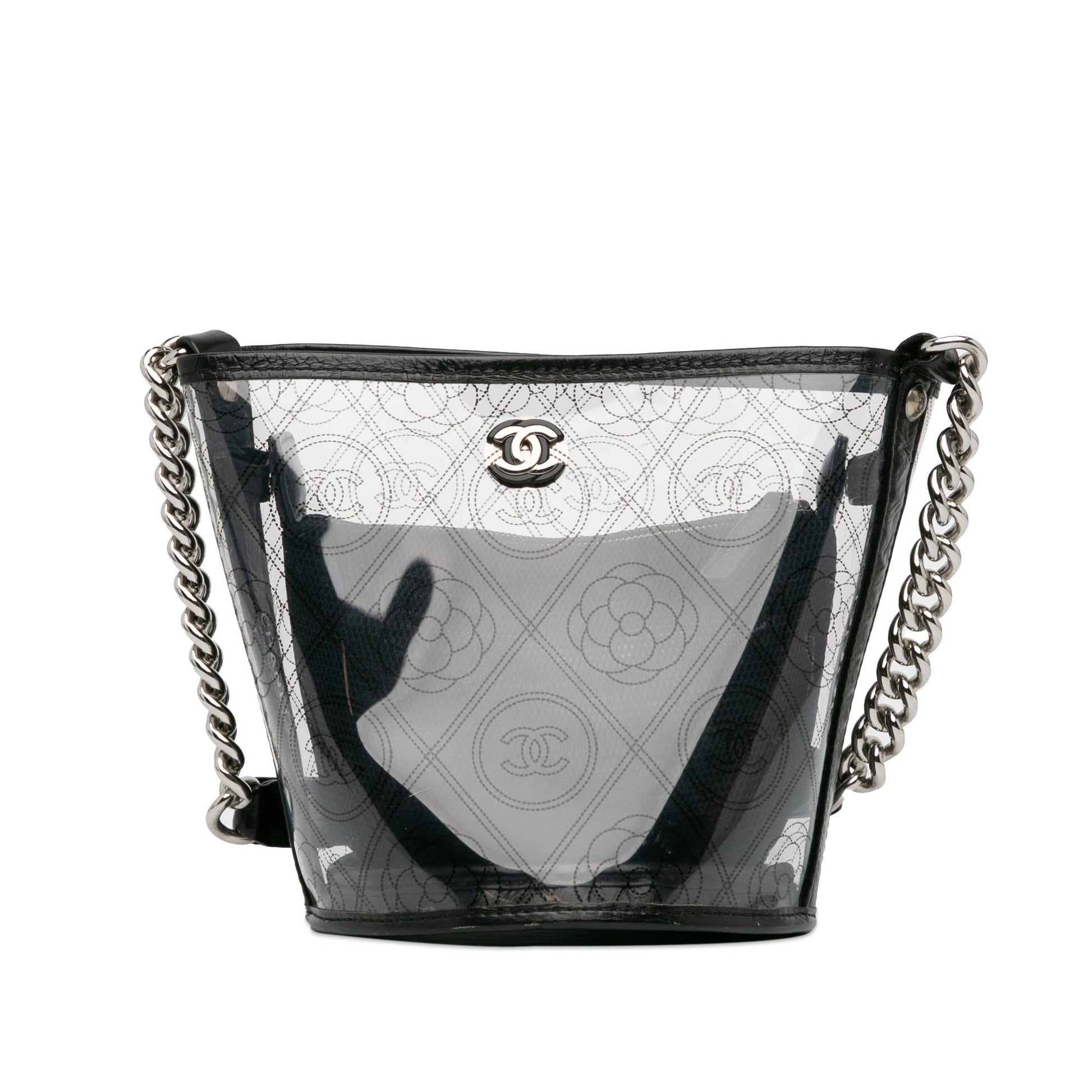 Chanel Crumpled Calfskin PVC Camellia Bucket SHG-ysYTn8 Bucket Bag