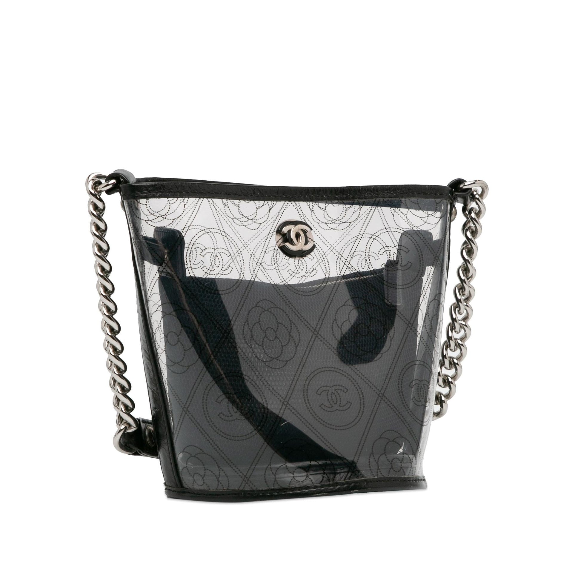 Chanel Crumpled Calfskin PVC Camellia Bucket SHG-ysYTn8 Bucket Bag