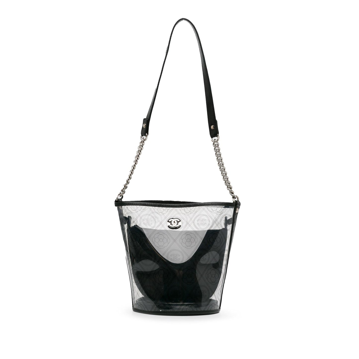 Chanel Crumpled Calfskin PVC Camellia Bucket SHG-ZnYJAw Bucket Bag