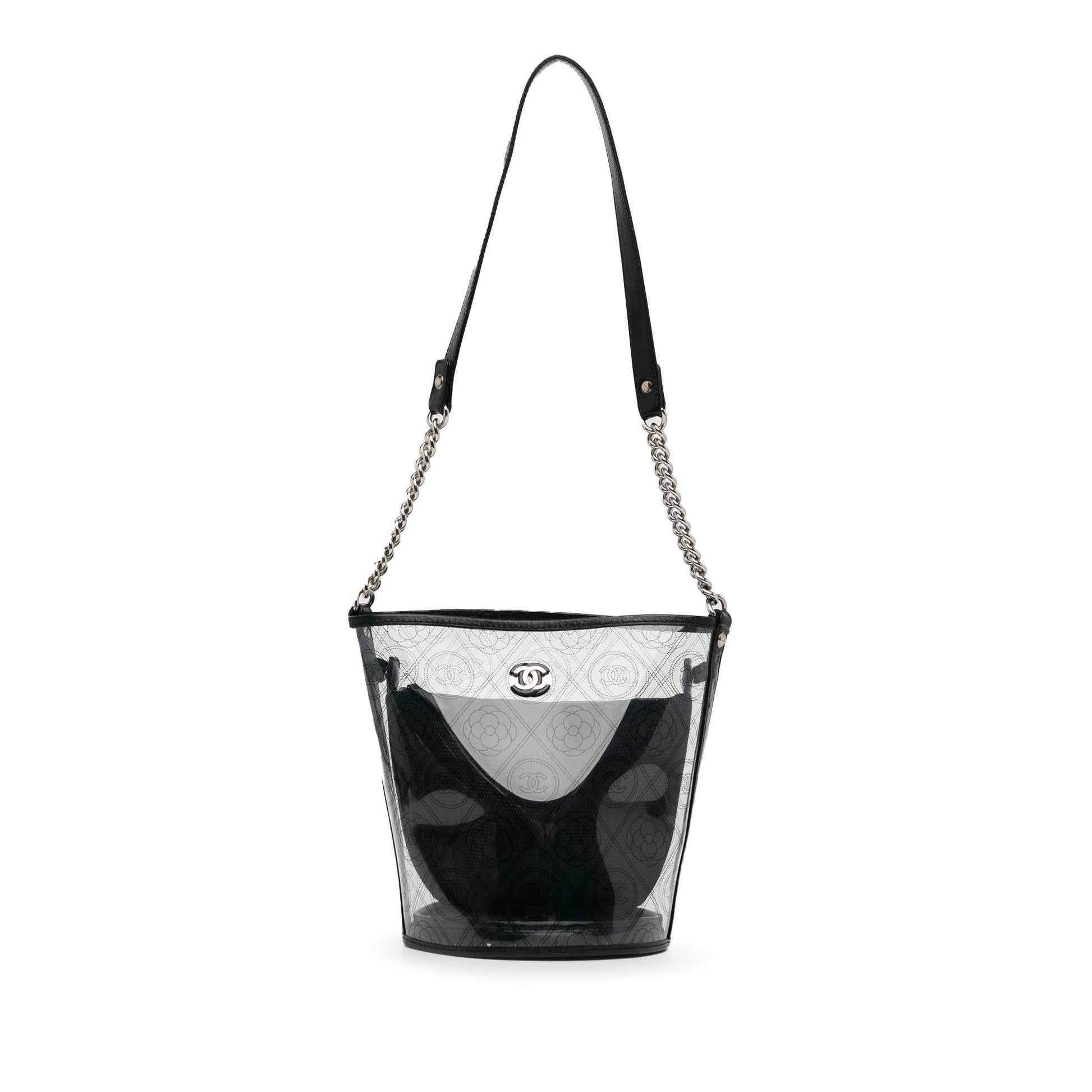 Chanel Crumpled Calfskin PVC Camellia Bucket SHG-ZnYJAw Bucket Bag