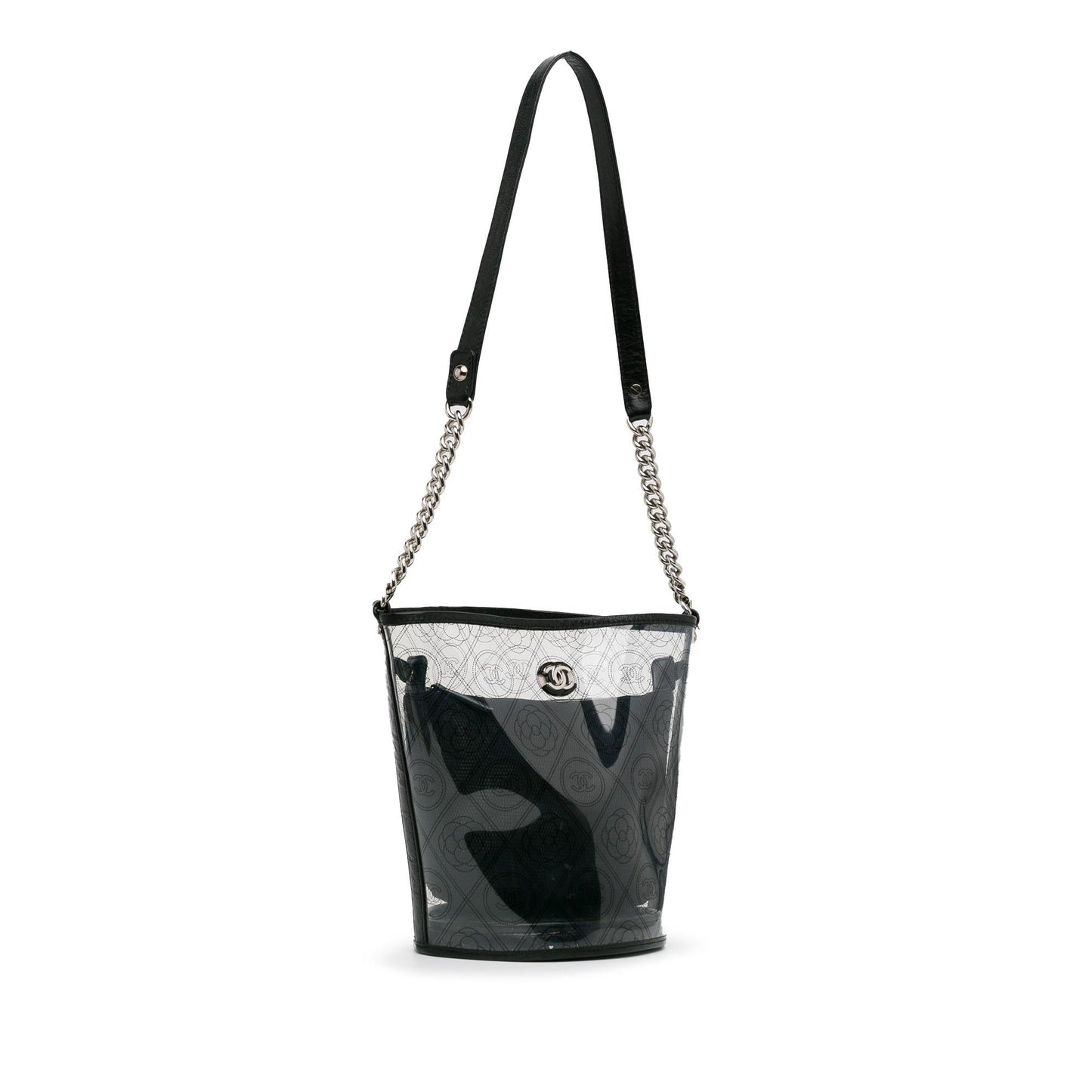 Chanel Crumpled Calfskin PVC Camellia Bucket SHG-ZnYJAw Bucket Bag