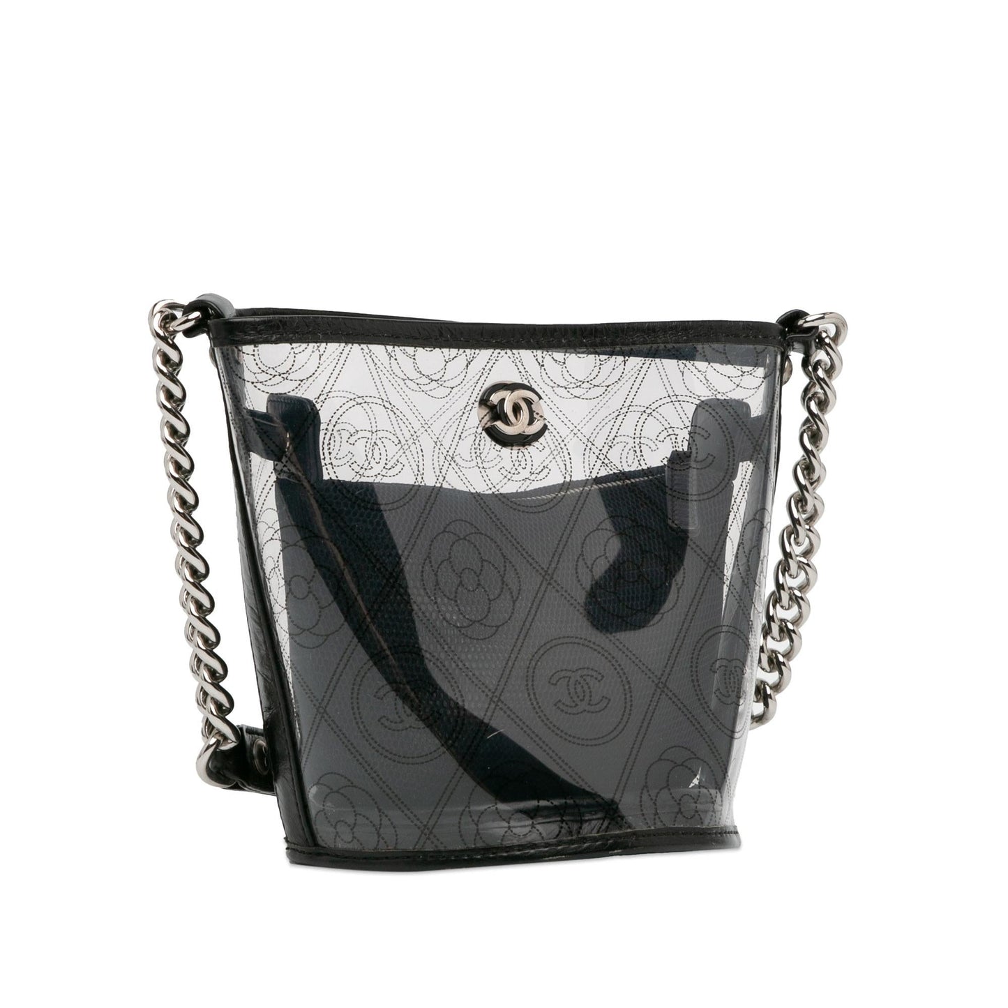 Chanel Crumpled Calfskin PVC Camellia Bucket SHG-i0Pshh Bucket Bag