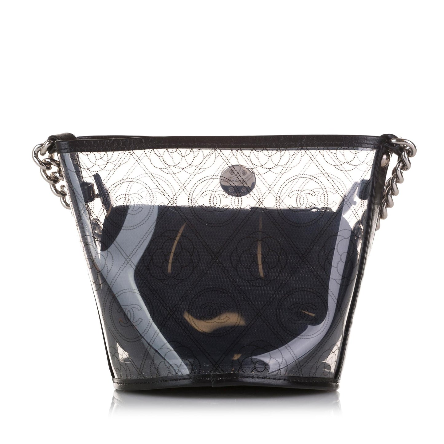 Chanel Crumpled Calfskin PVC Camellia Bucket Bag