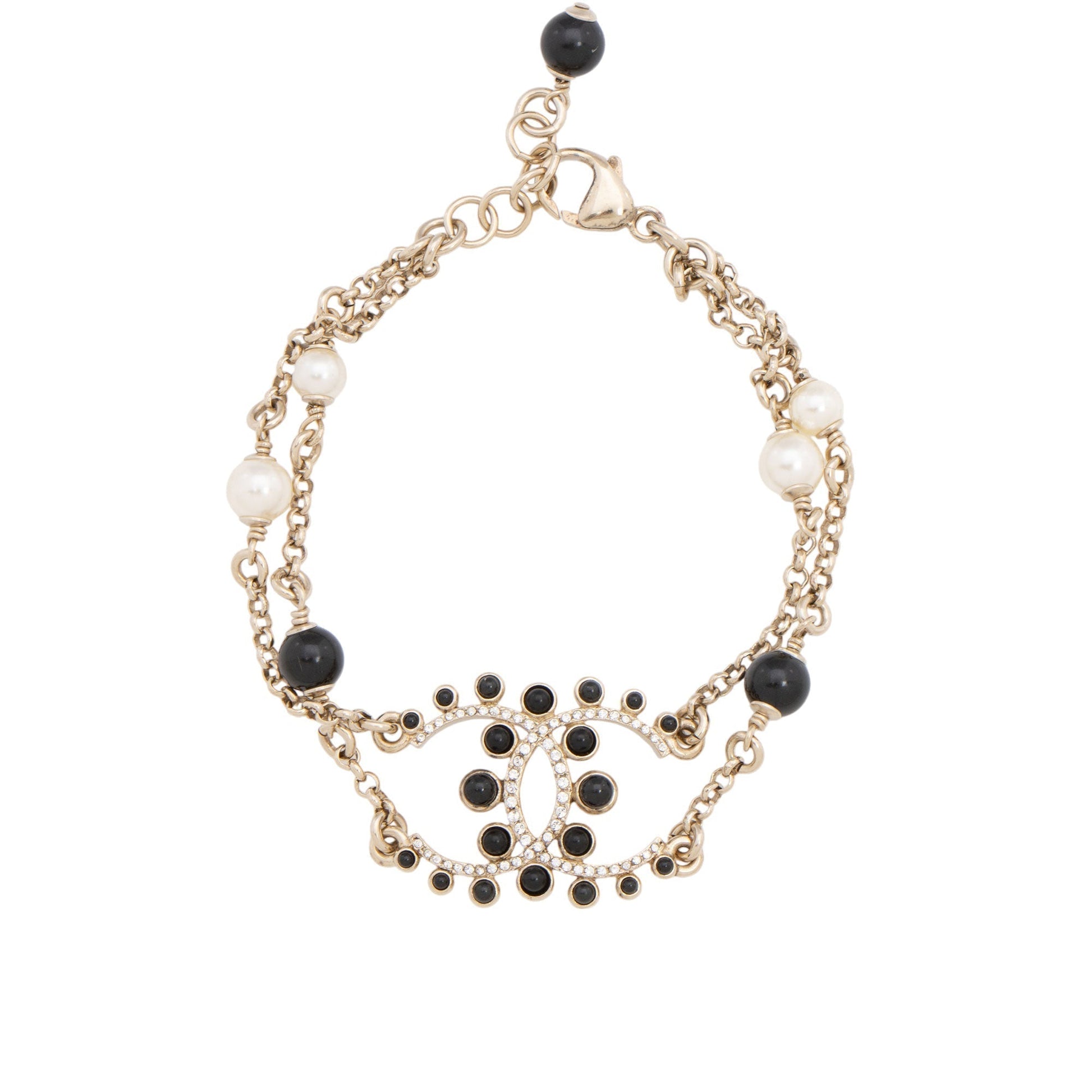 Chanel Crystal Pearl CC Bracelet (SHF-I2oyw1)