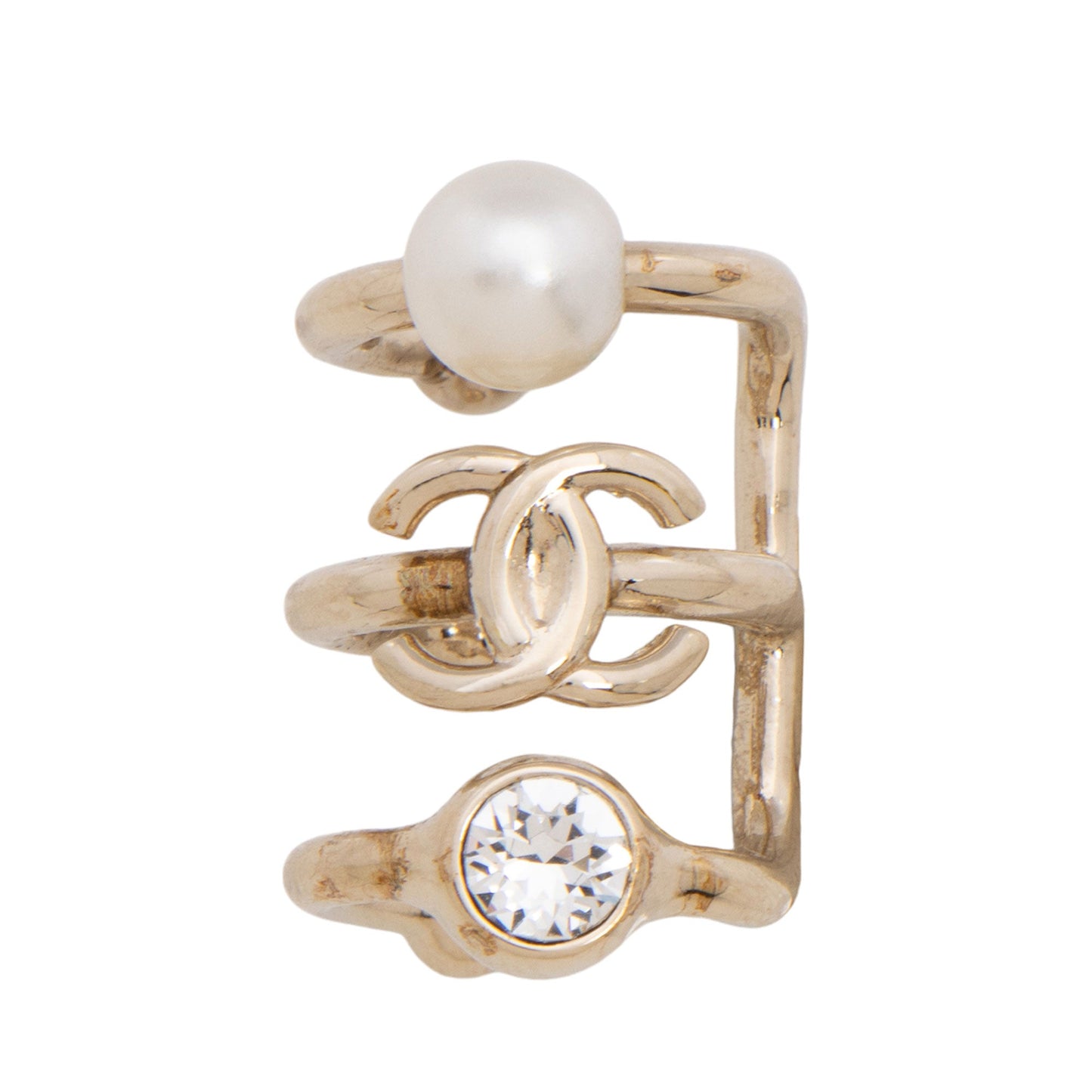 Chanel Crystal Pearl CC Ear Cuff SHF-vceruU Handbag