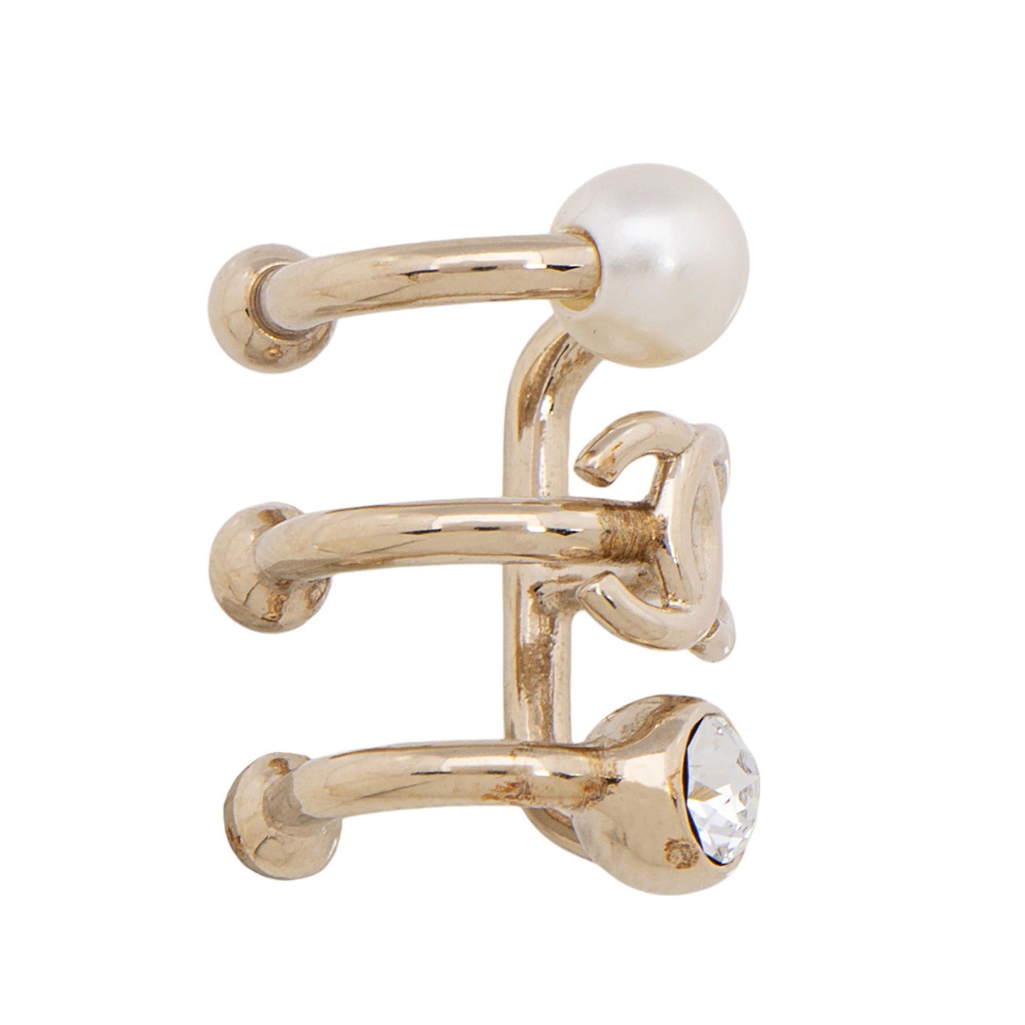Chanel Crystal Pearl CC Ear Cuff SHF-vceruU Handbag