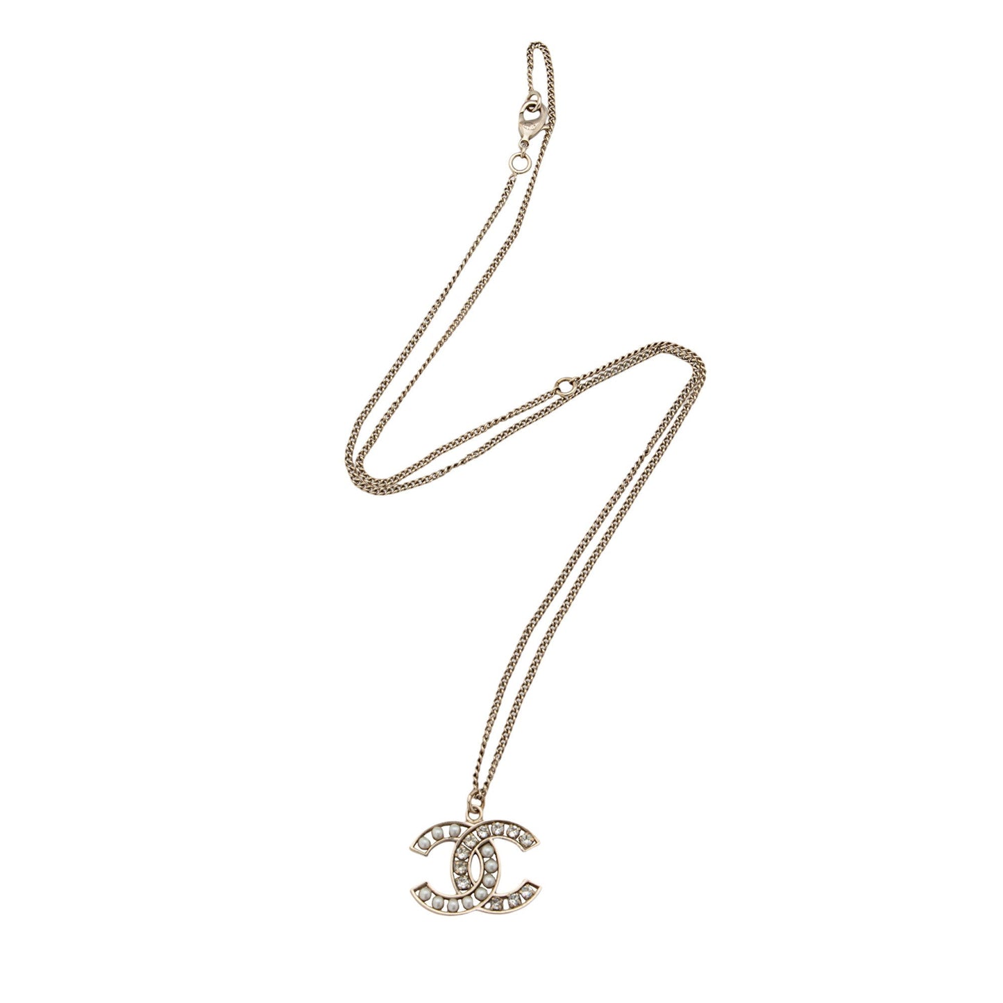 Chanel Crystal Pearl Cc Necklace (Shf-Rxhf2H)