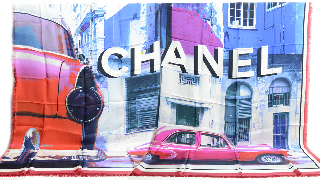 Chanel Cuba Collection Limited Edition Silk Shawl Scarf