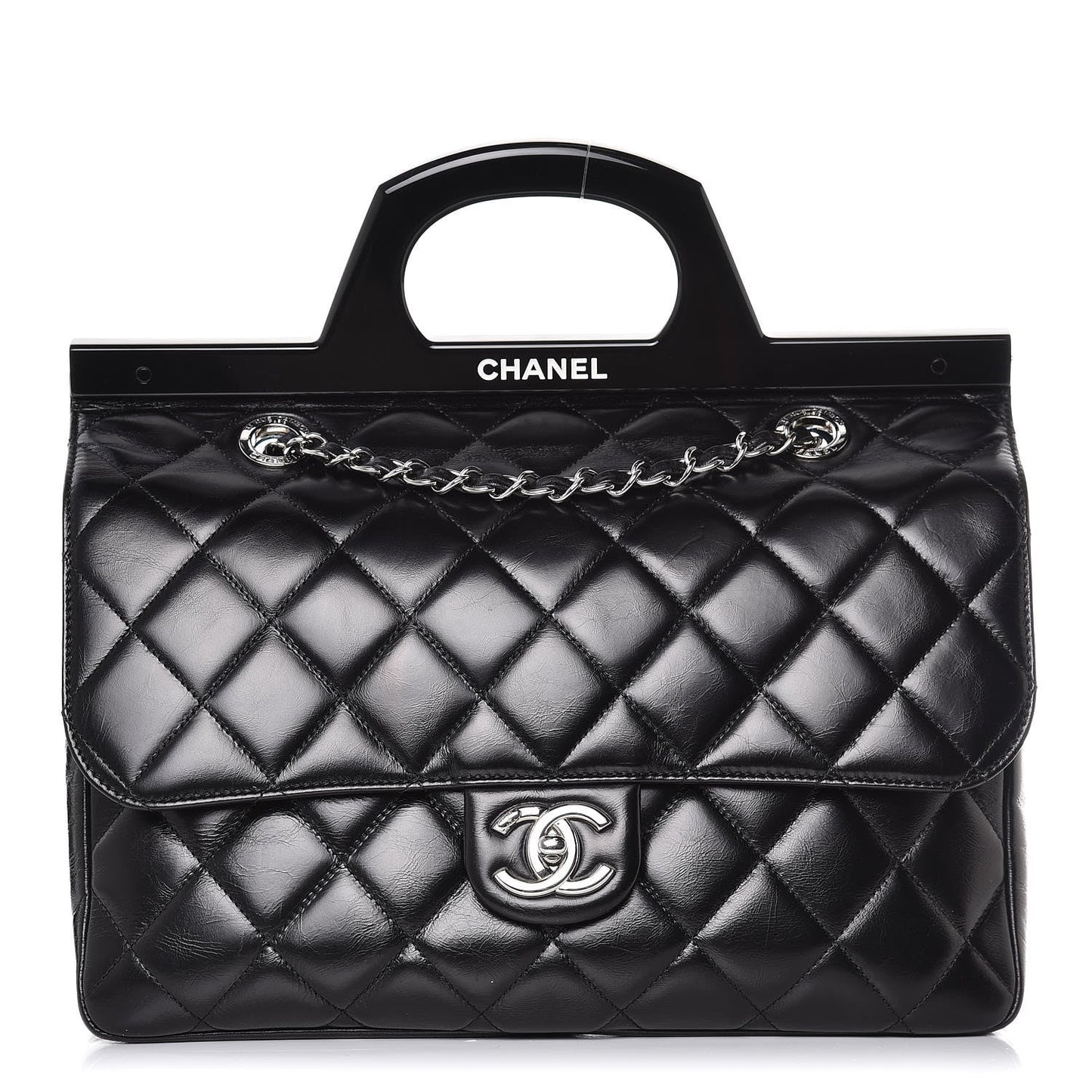 Chanel Glazed Calfskin Quilted CC Delivery Small Tote Bag