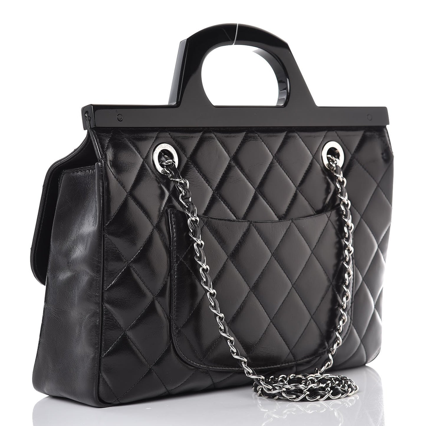 Chanel Glazed Calfskin Quilted CC Delivery Small Tote Bag