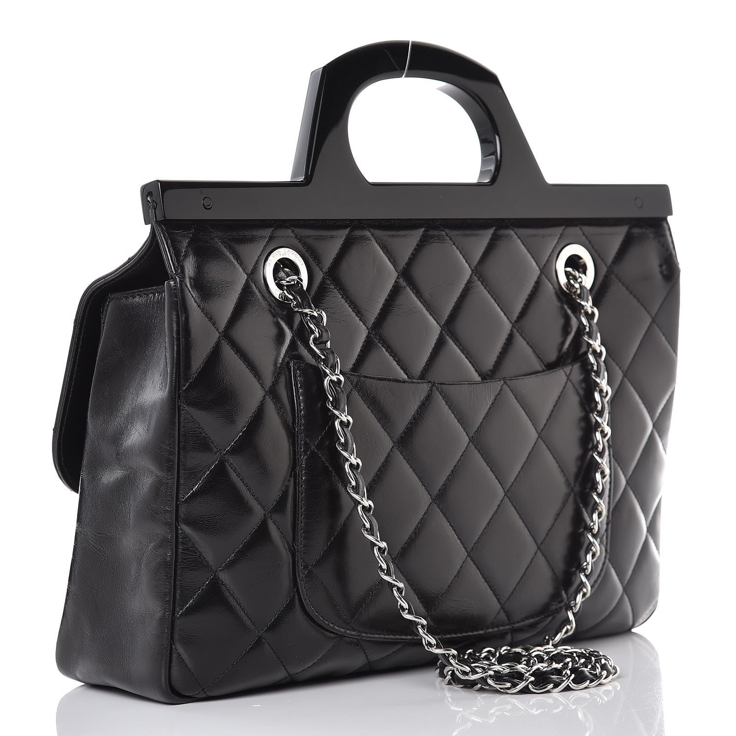 Chanel Glazed Calfskin Quilted CC Delivery Small Tote Bag