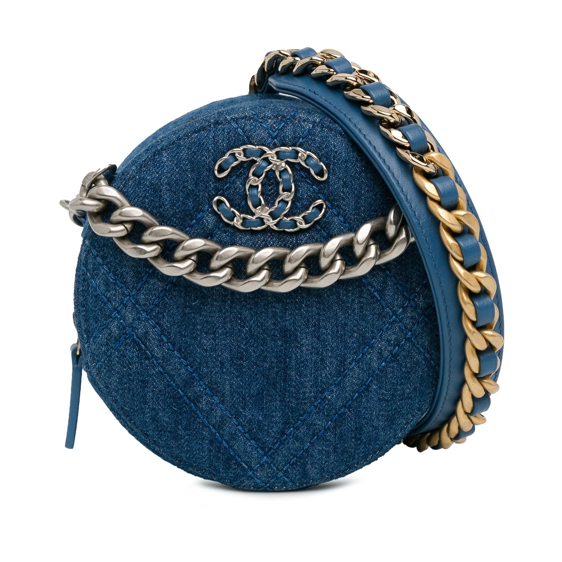 Chanel Denim 19 Round SHG-ZTvgcm Clutch Bag
