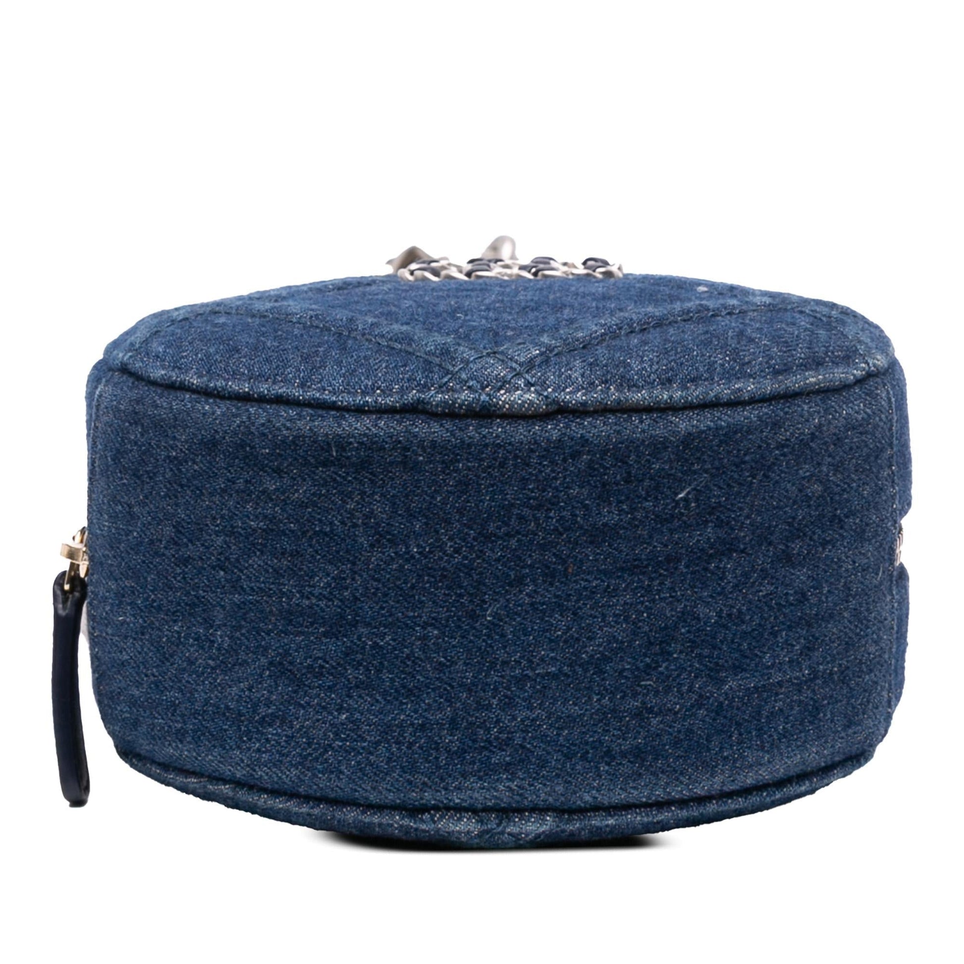 Chanel Denim 19 Round Clutch Bag With Chain