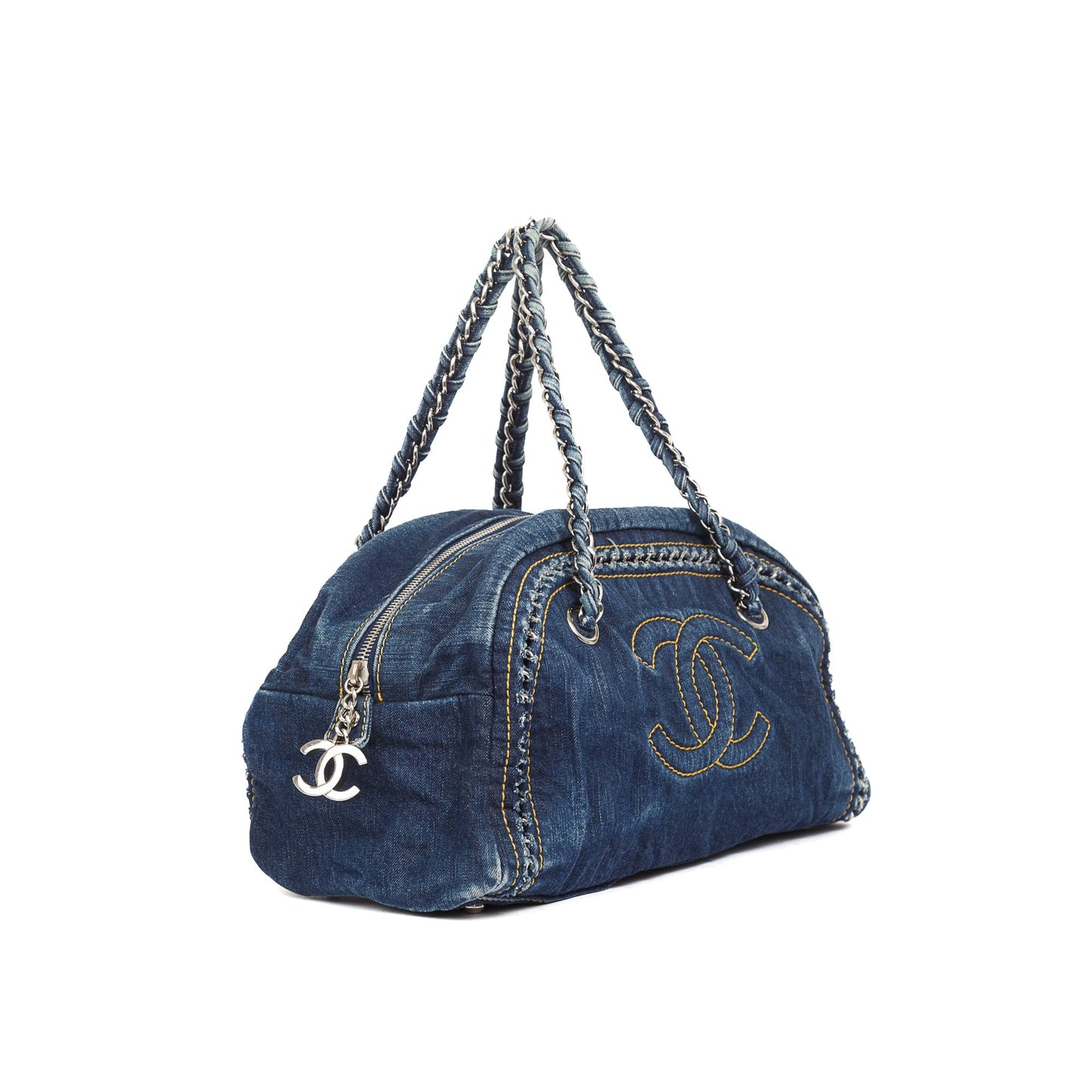 Chanel Denim Luxe Ligne Bowler Travel Bag
