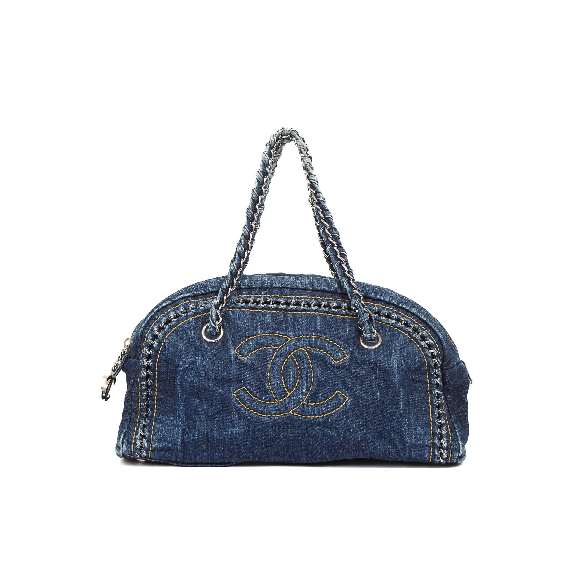 Chanel Denim Luxe Ligne Bowler Travel Bag