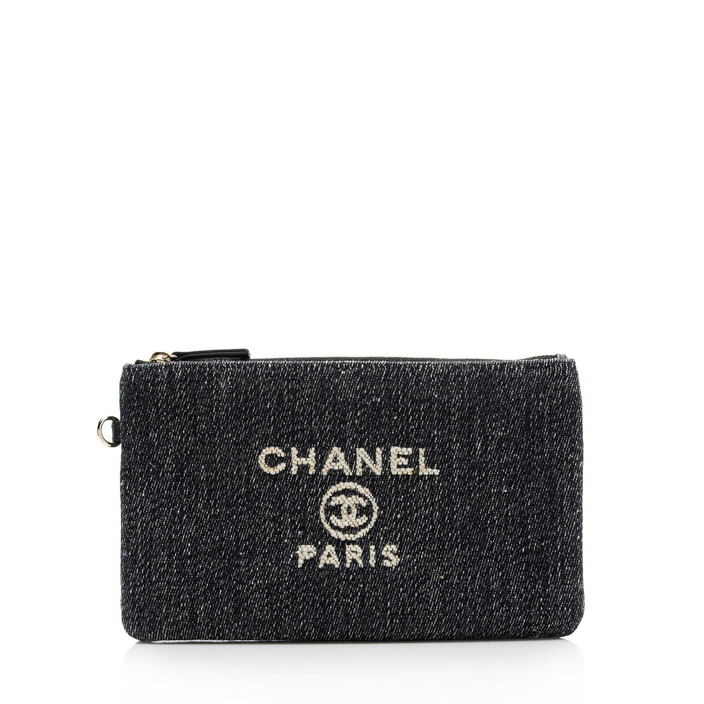 Chanel Denim Pochette SHF Clutch Bag