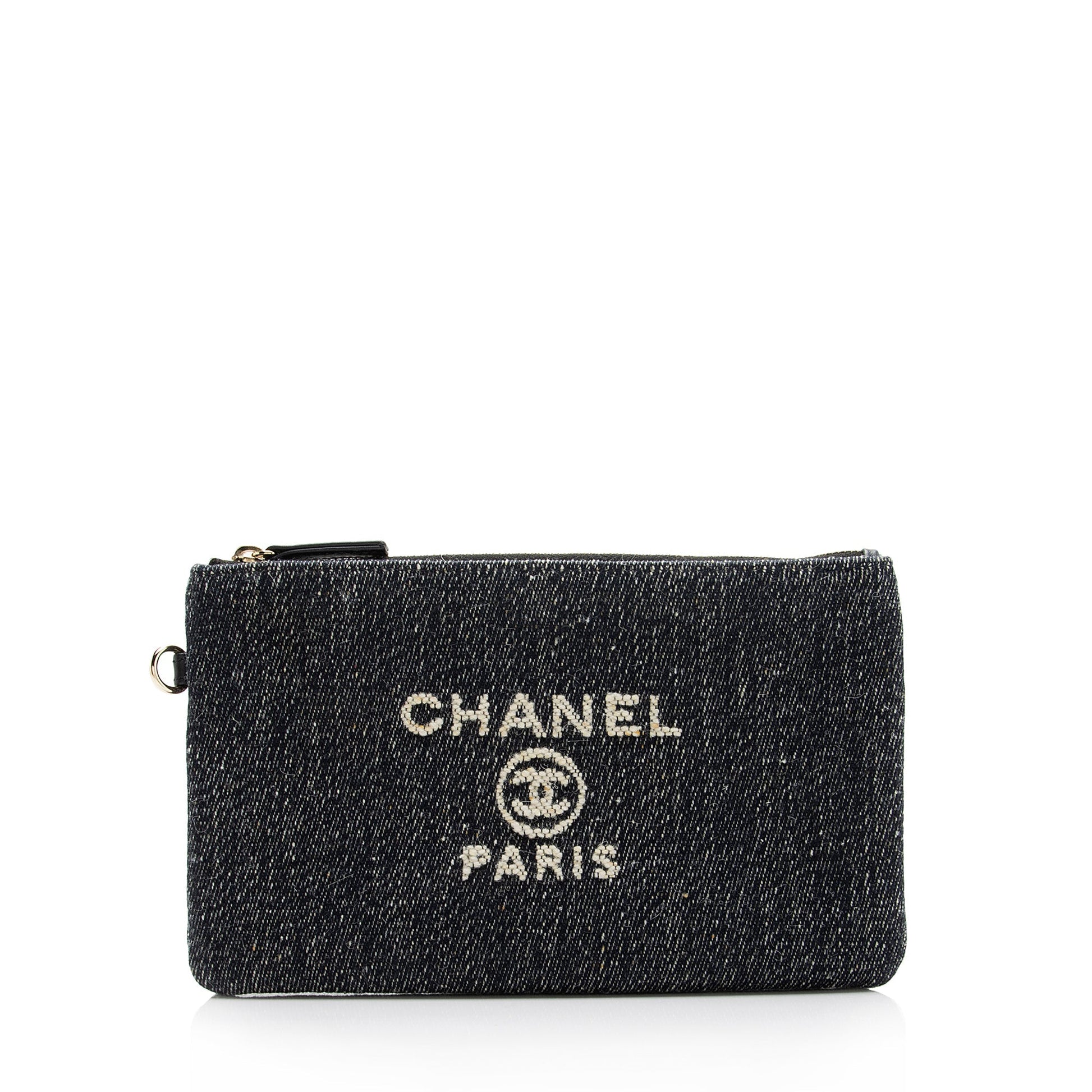 Chanel Denim Pochette SHF Clutch Bag