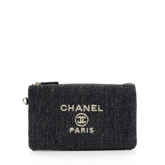 Chanel Denim Pochette SHF Clutch Bag