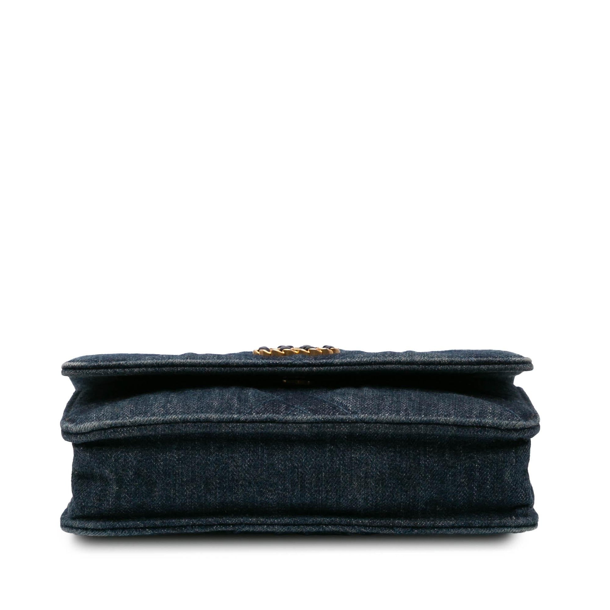 Chanel Denim Stitched 19 Flap On Wallet Case