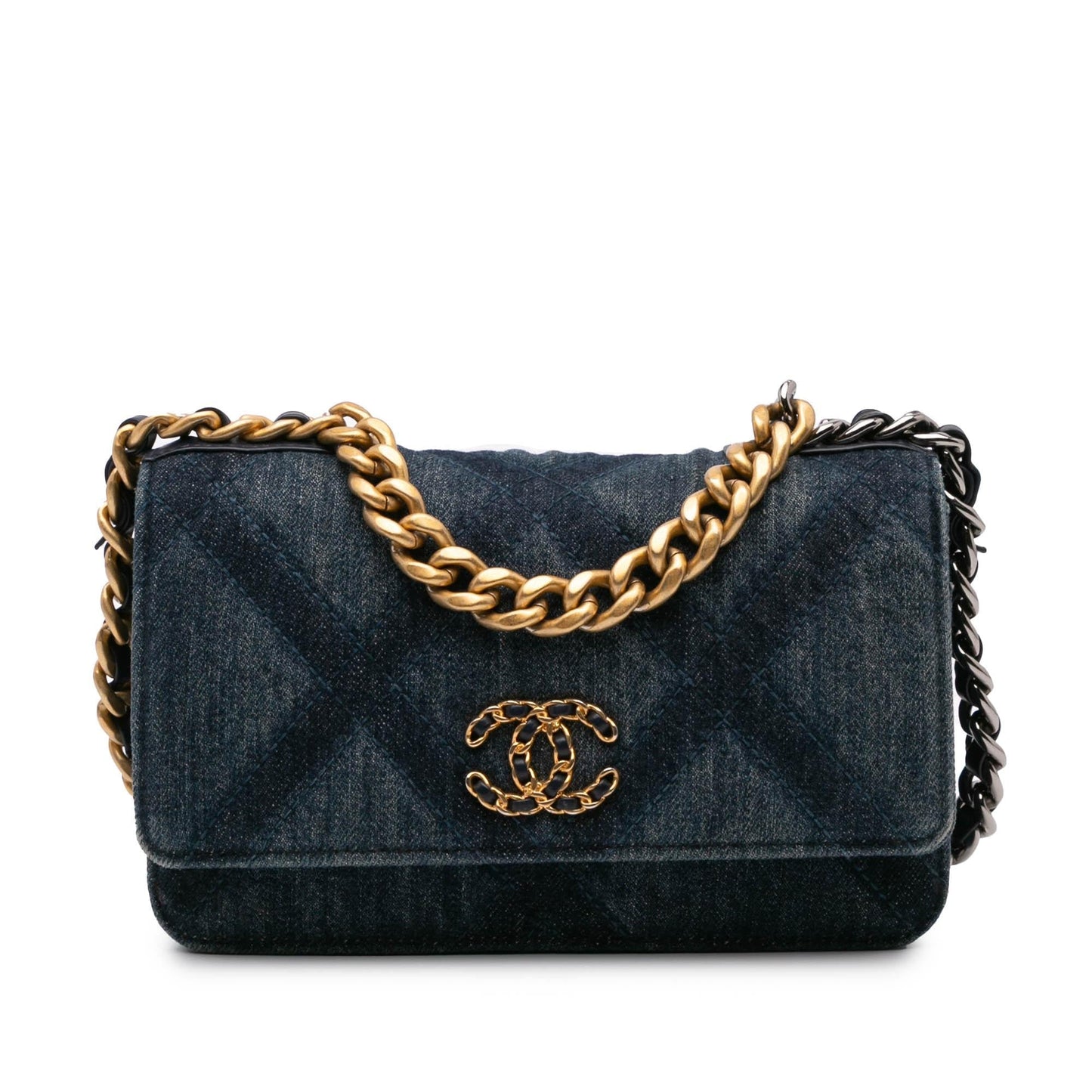Chanel Denim Stitched 19 Flap On Wallet Case