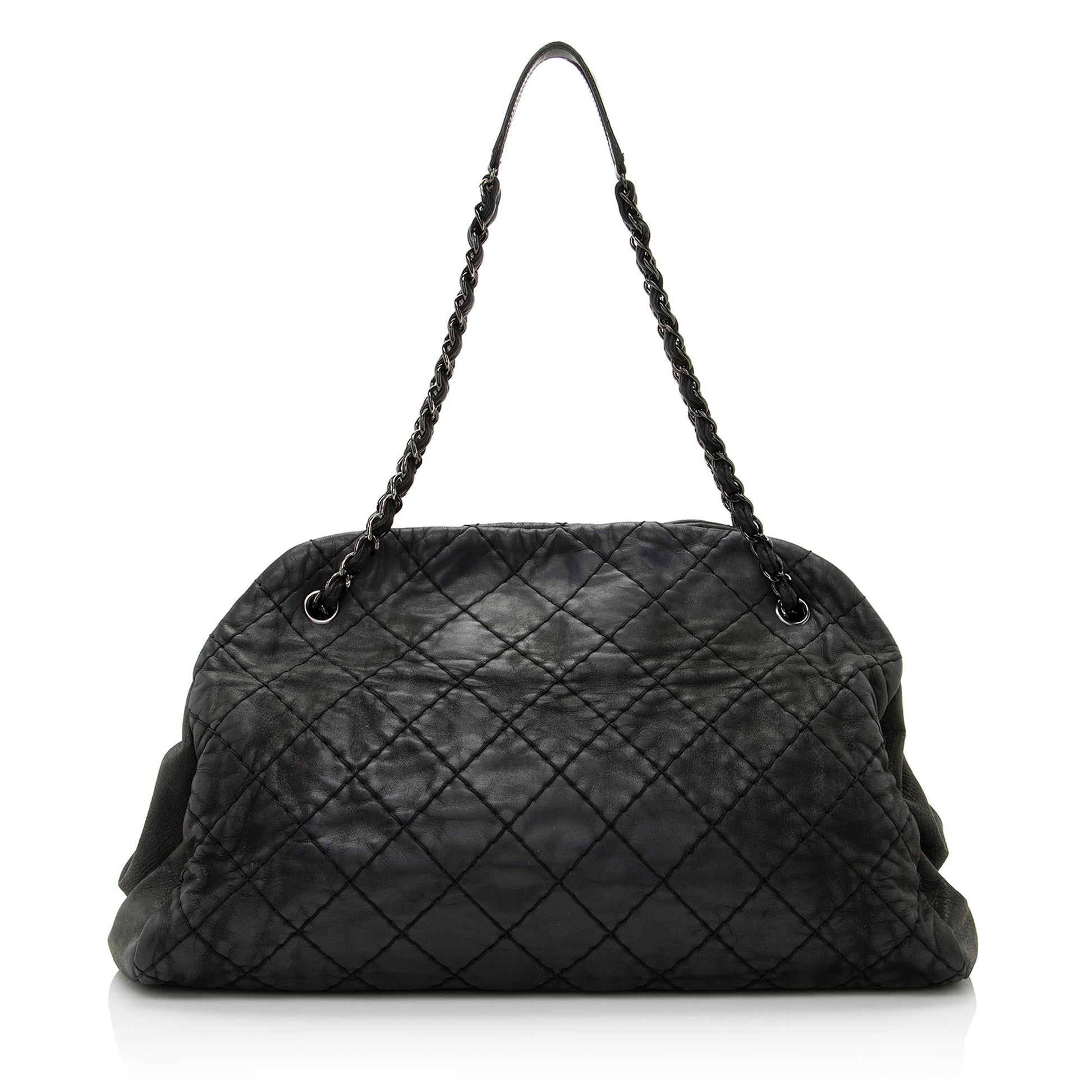 Chanel Distressed Calfskin Just Mademoiselle XL Bowler Handbag