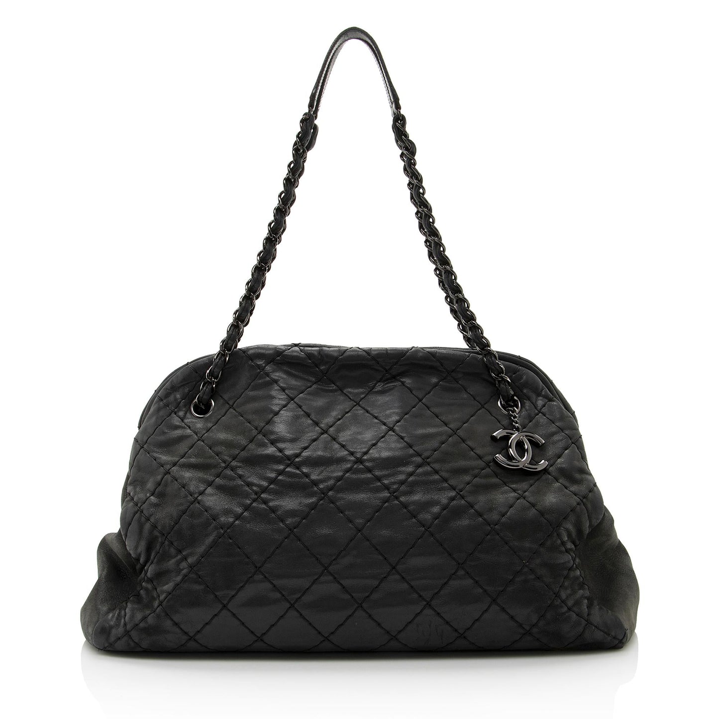 Chanel Distressed Calfskin Just Mademoiselle XL Bowler Handbag